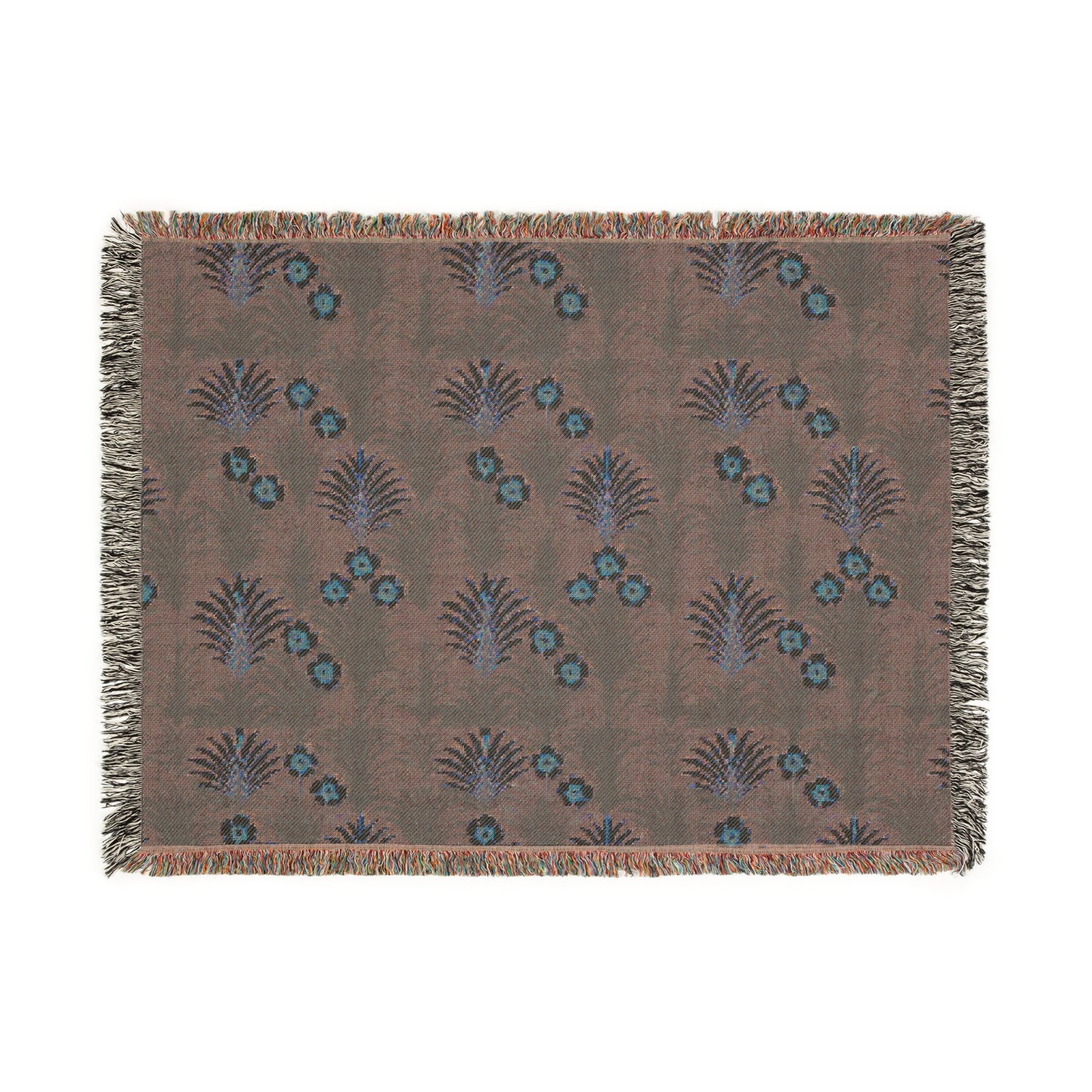 Woven Blanket, 3 Sizes - Tropical Home Decor / Sunrise Palms, Green