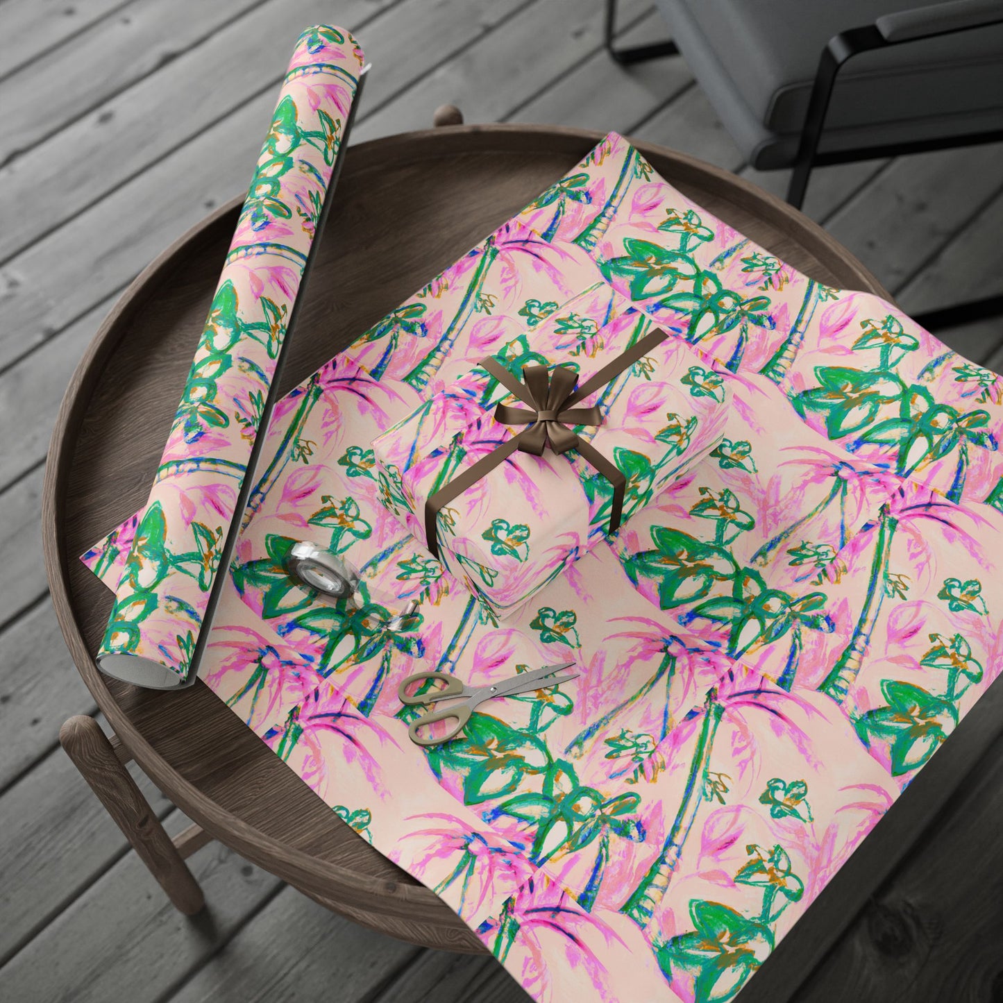Wrapping Paper - Tropical Gift Wrap for All Occasions, 3 Sizes/2 Finishes / Tropical Doodles, Pink