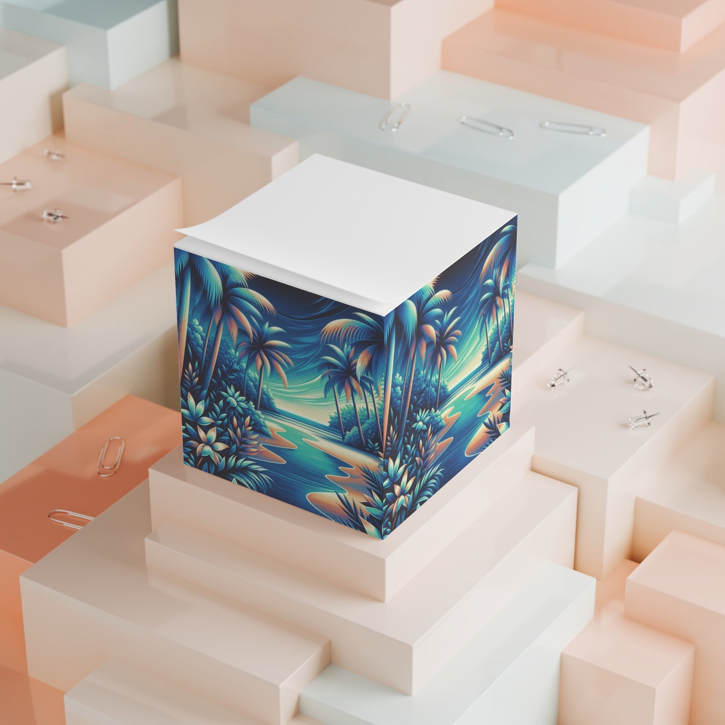 Note Cube - Neon Beach Blues