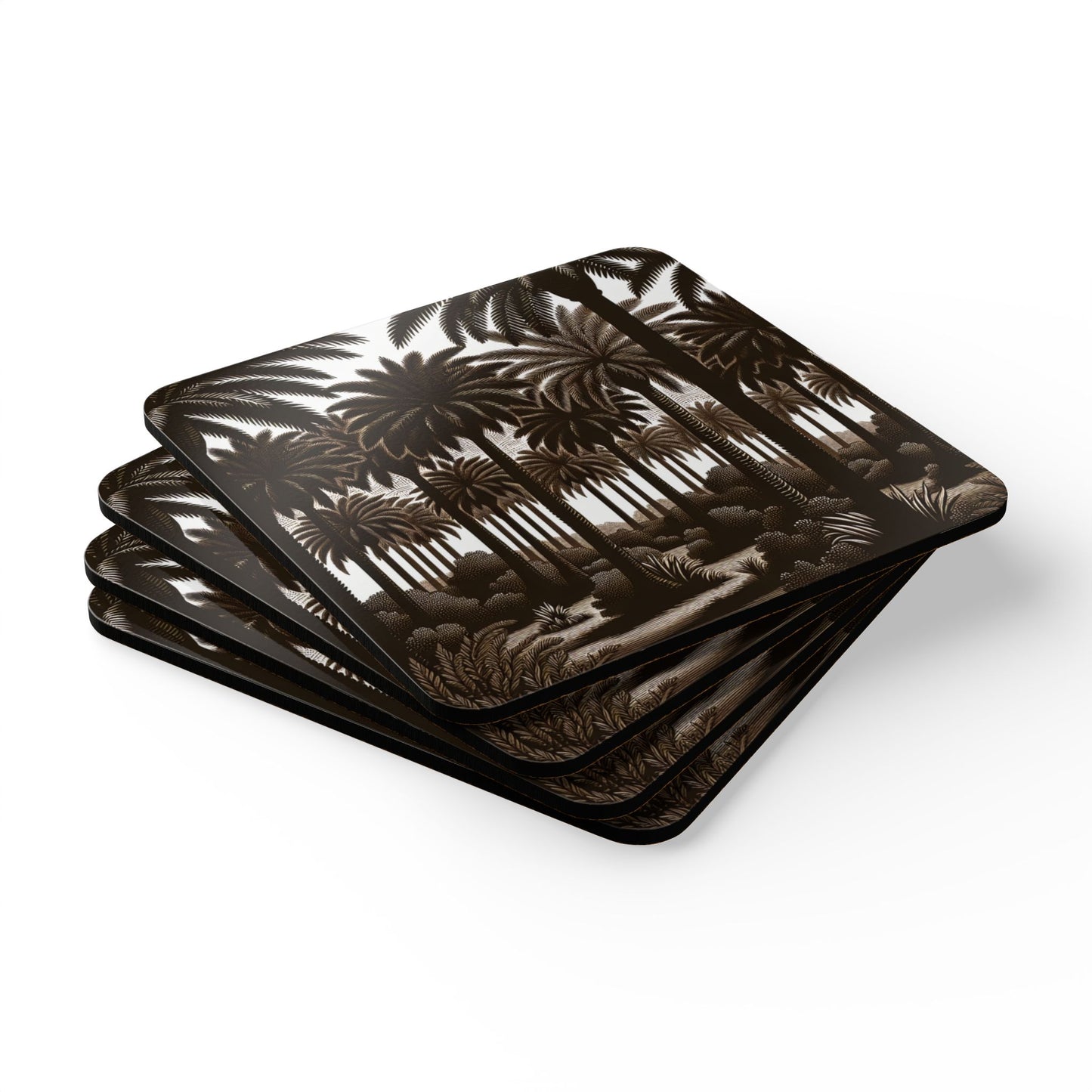 Coaster Set - Woodcut Palm Grove