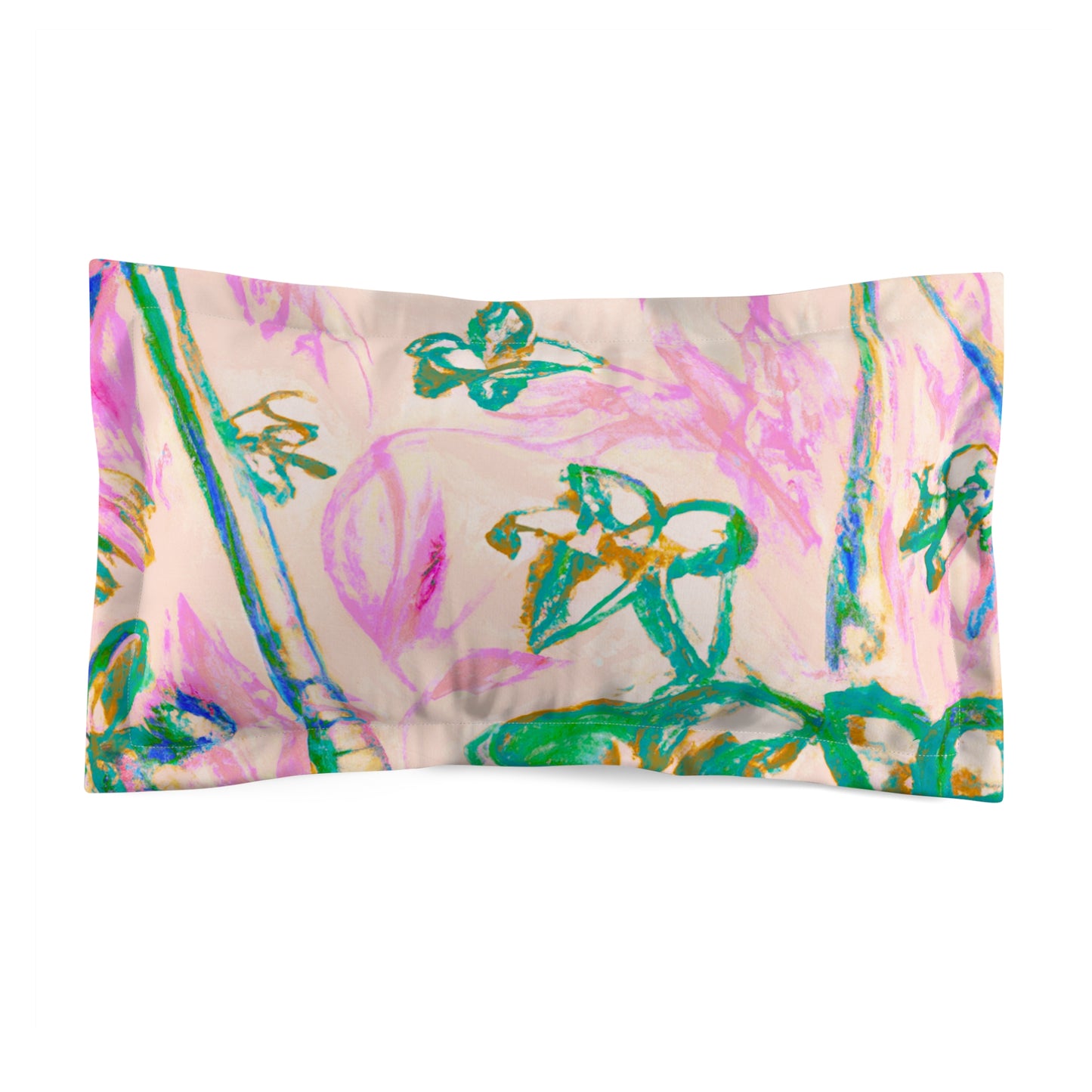 Microfiber Pillow Sham, 2 Sizes | Tropical Vibes for Relaxation / Tropical Doodles, Pink
