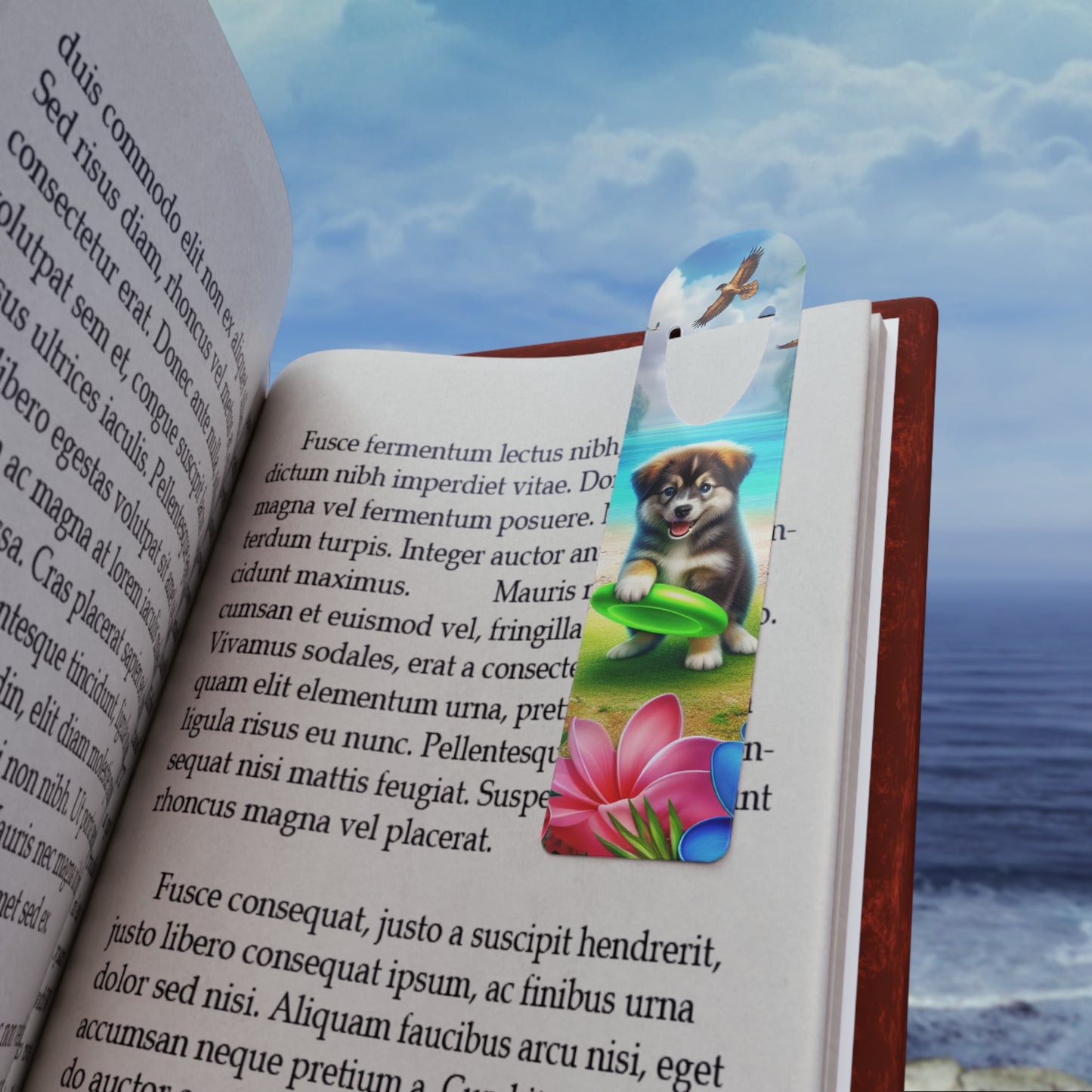 Bookmark - Aluminum, Puppy Playing Frisbee #2