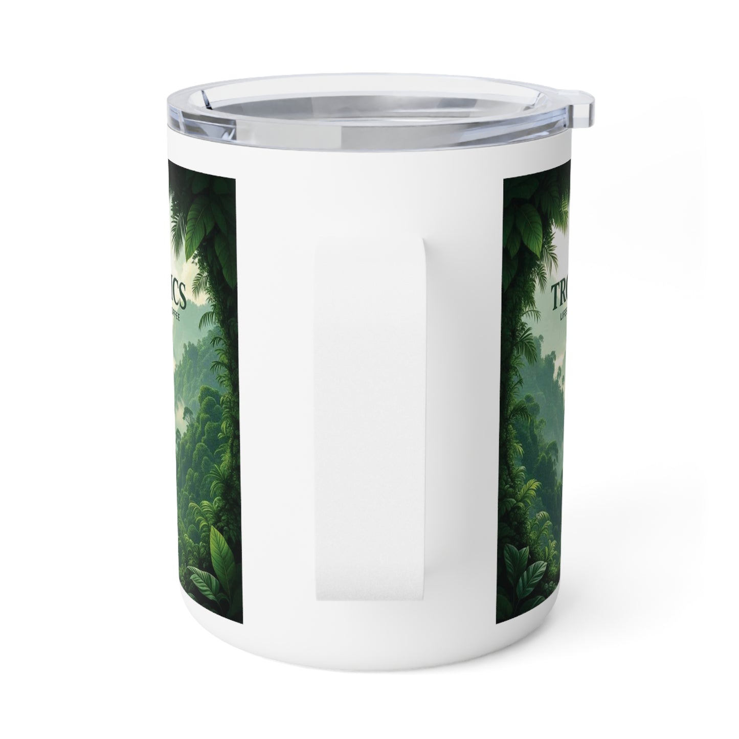 Tropical Insulated Coffee Mug, 10oz / Rainforest View Logo