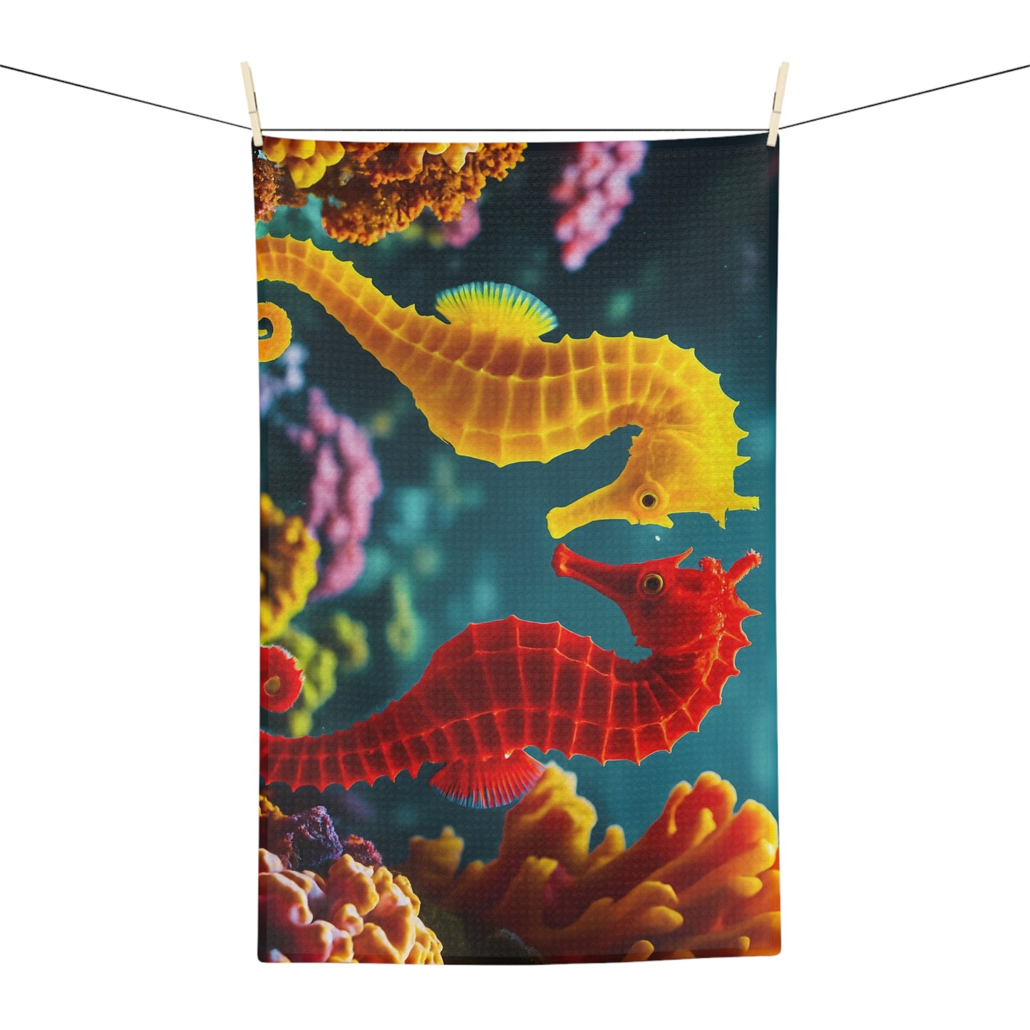 Tropical Microfiber Coffee/Tea Towel – Seahorses in Love