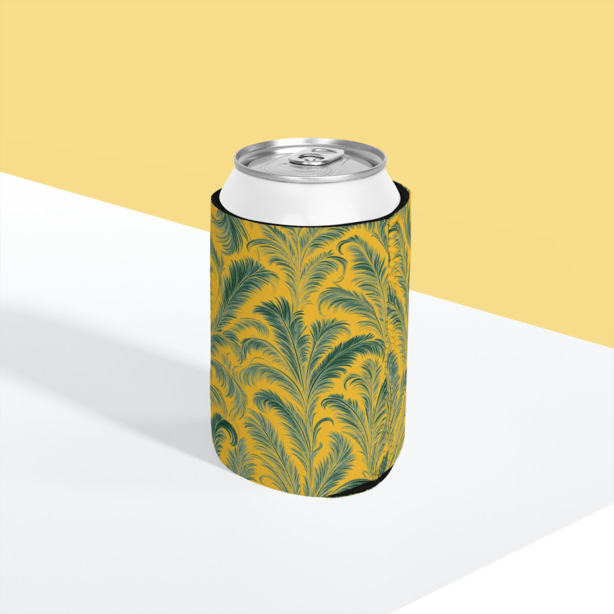 Rocco Greens/Yellow Can Cooler Sleeve - Perfect for Outdoor Picnics