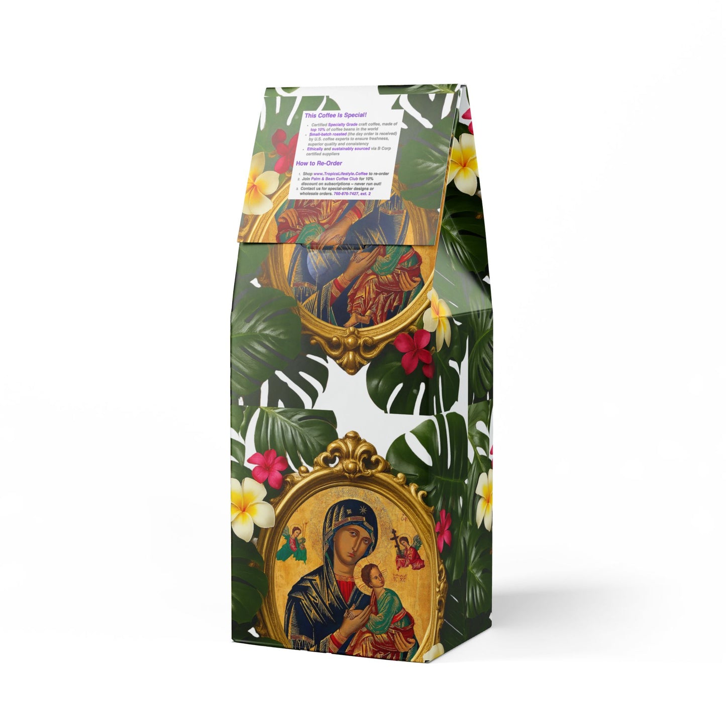 Cocoa Palms Blend™ (Medium-Dark Roast) Specialty Grade Craft Coffee, Religious / Our Lady of Perpetual Help