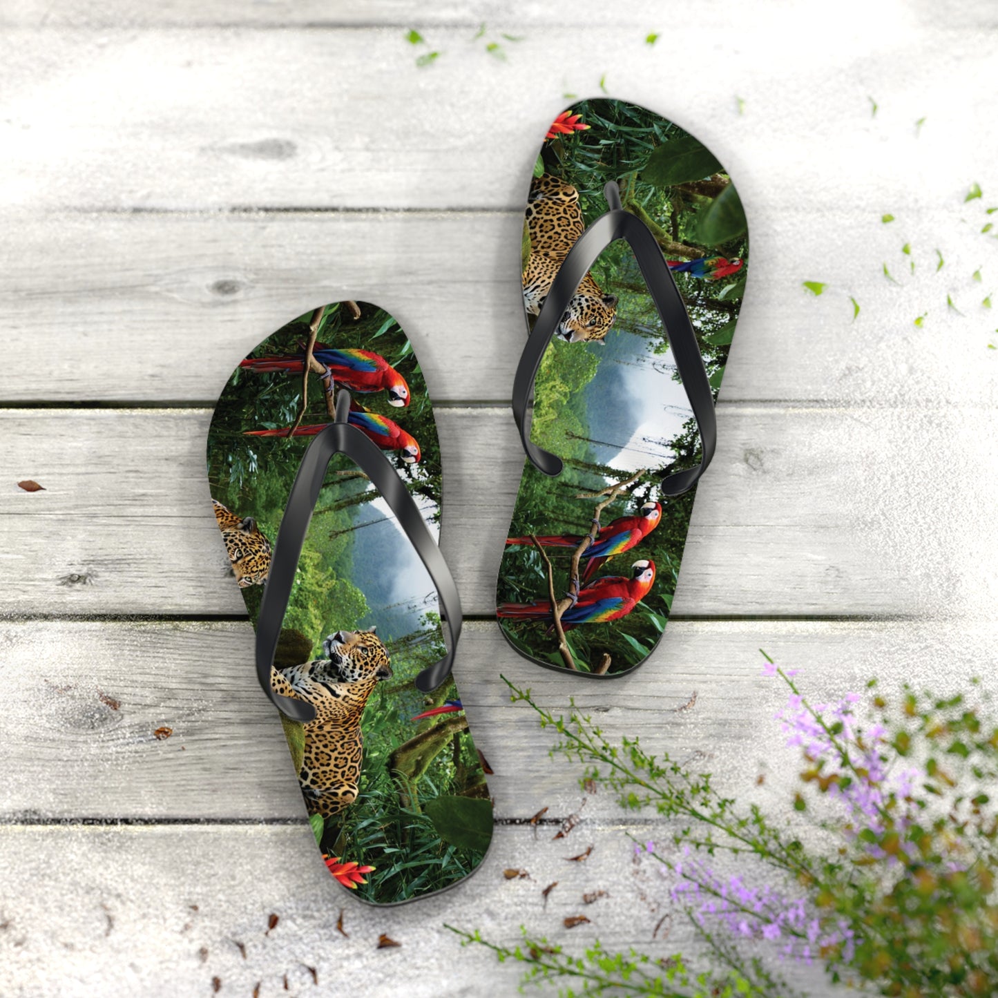 Flip Flops - Jaguars and Parrots