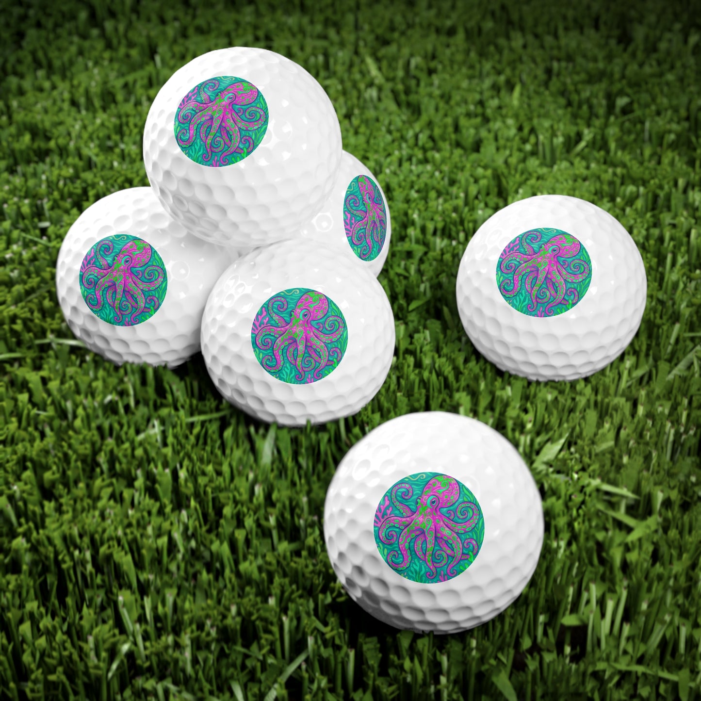 Coastal-Themed Golf Balls, 6pcs - Perfect Gift for Golf Enthusiasts / Kraken Joe, Purple