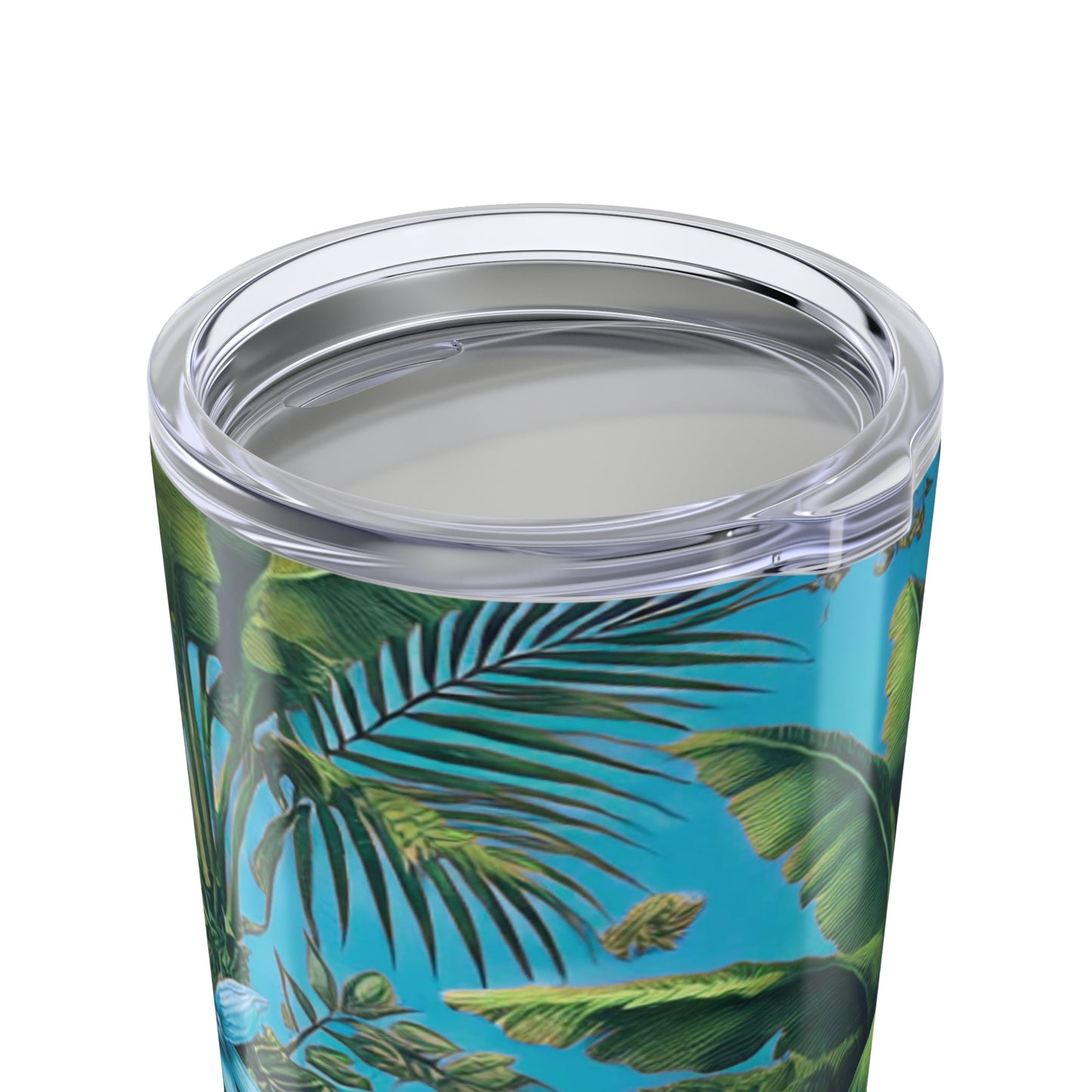 20oz Tropical Glossy Tumbler, Stainless Steel / More Tropical Fruit, Aqua Blue