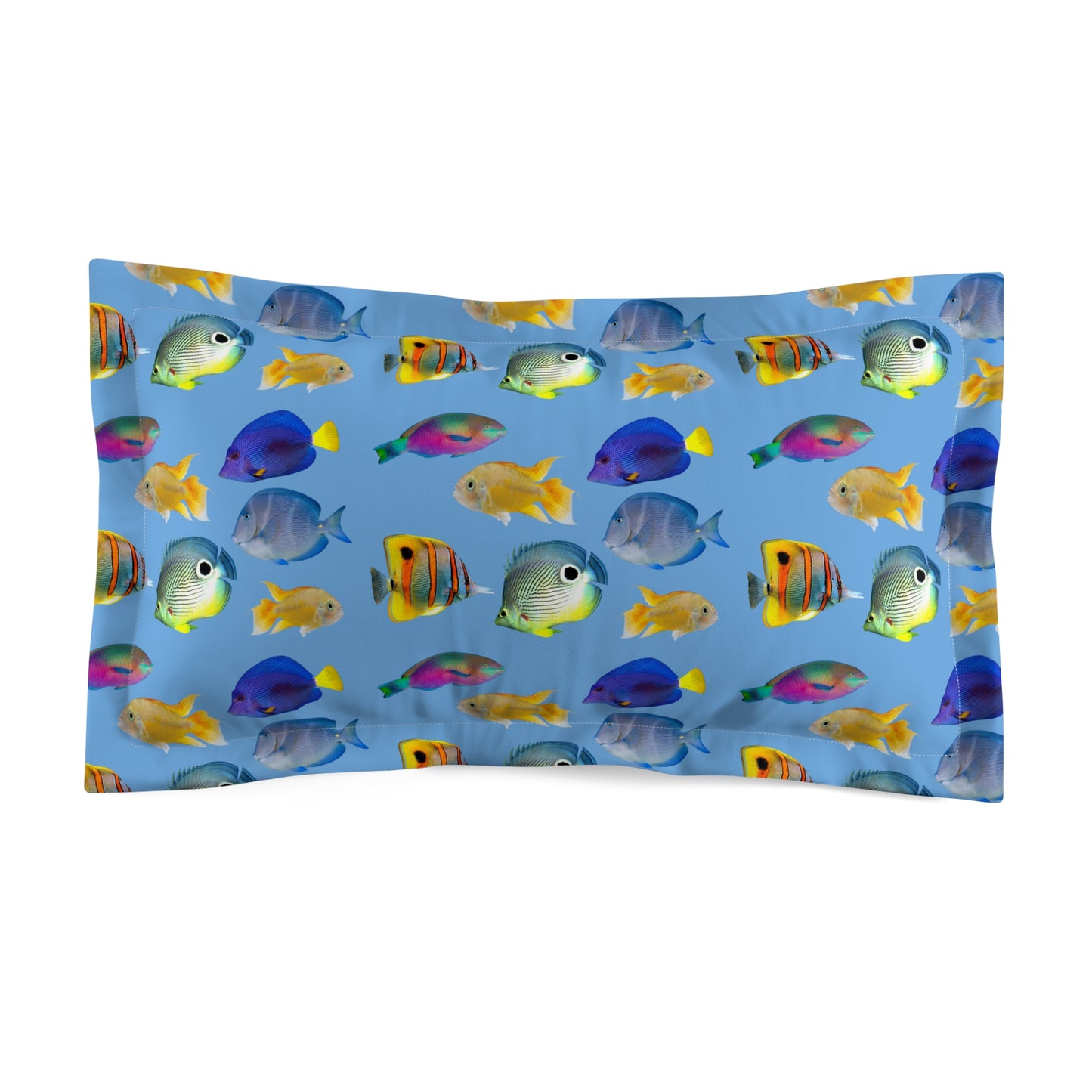 Microfiber Pillow Sham | Tropical Vibes for Relaxation / School of Fish, Lt. Blue