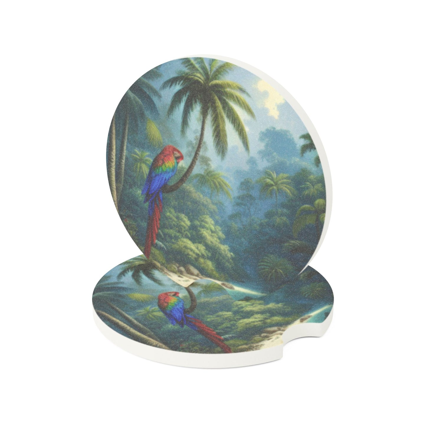 Soapstone Car Coaster - Sleeping Beauty Parrot