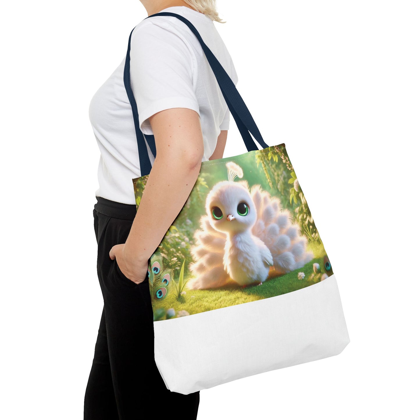Baby White Peacock/White Trio Tote Bag - 3 Sizes