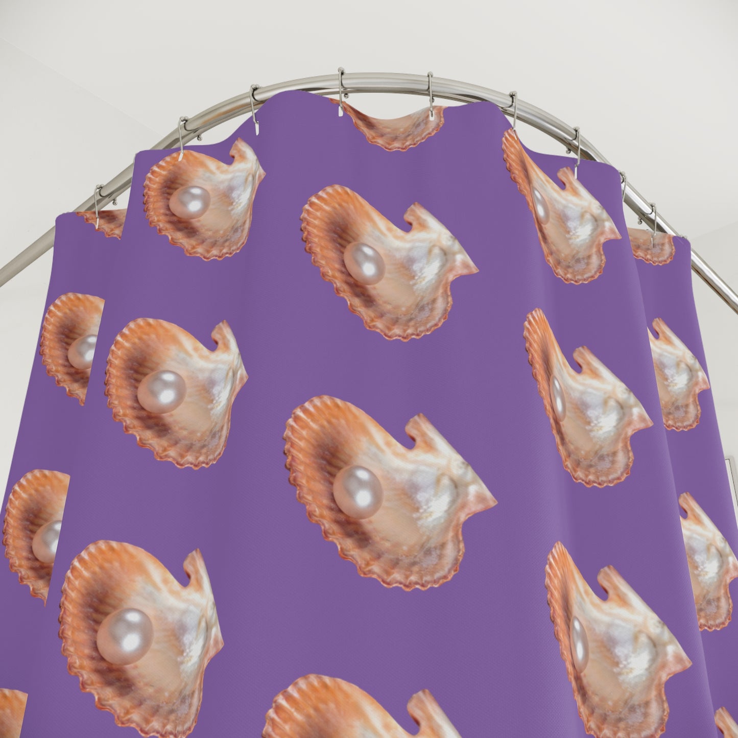 Tropical Shower Curtain - Ocean Bathroom Decor / Lavender Freshwater Pearl/Lt. Purple