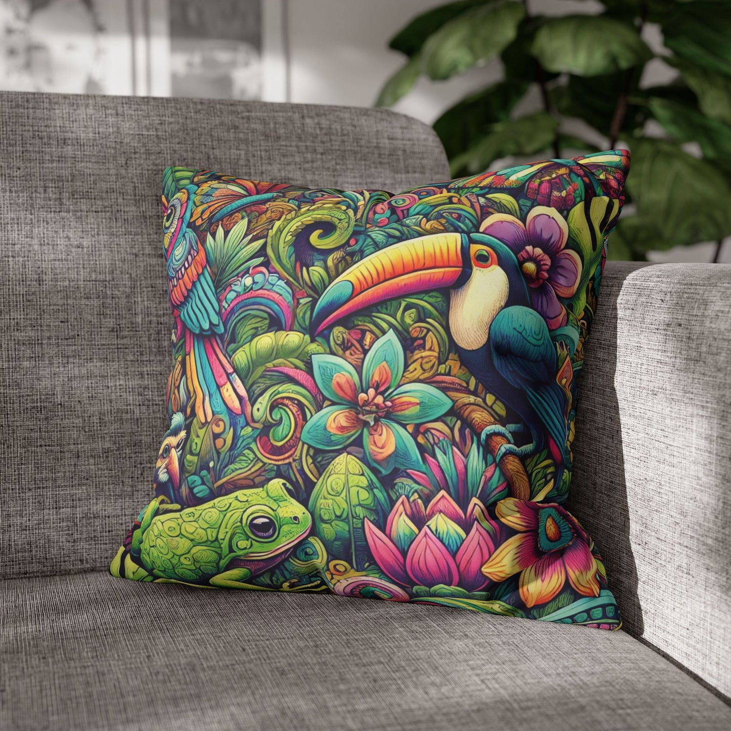 Faux Suede Square Pillowcase - Rainforest Life