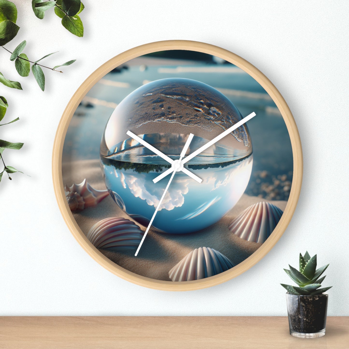 Coastal Wall Clock with Beach Illusion Ball