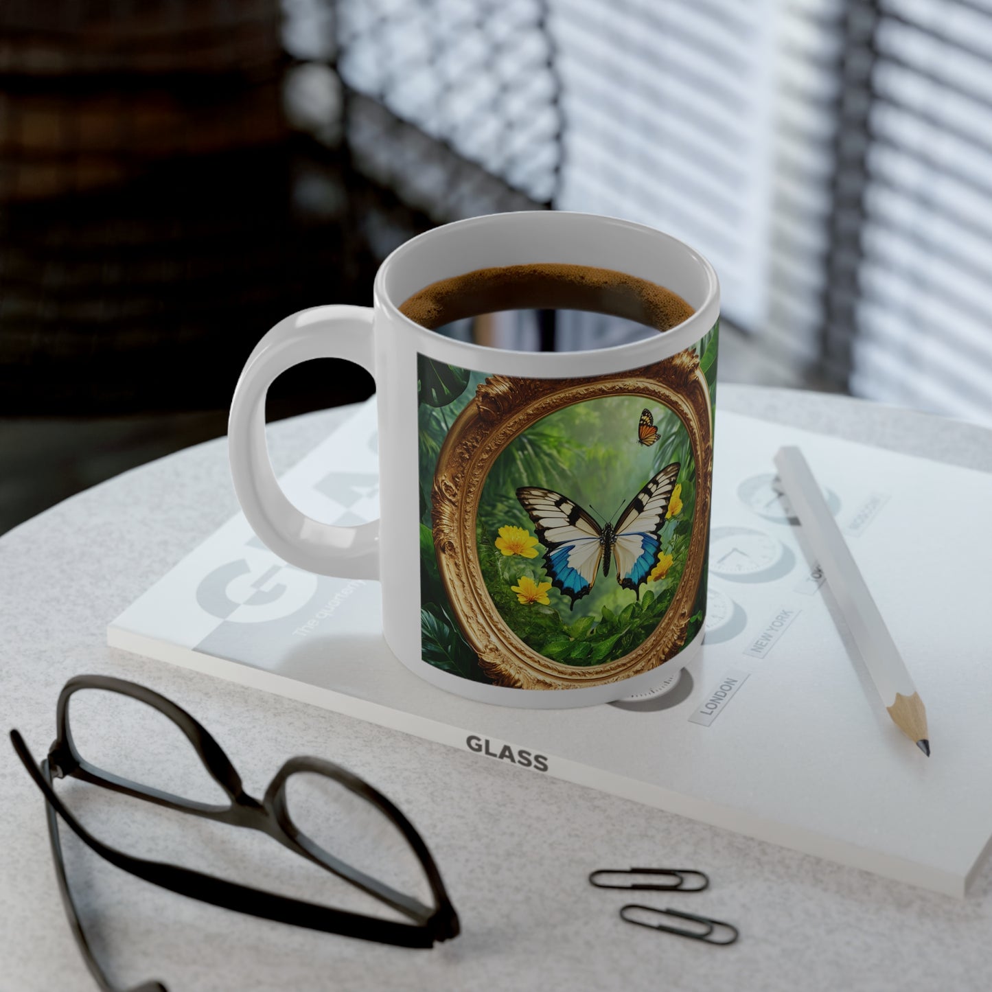 Jumbo Mug, 20oz, Framed Swallowtail Butterfly | Tropical Coffee Cup