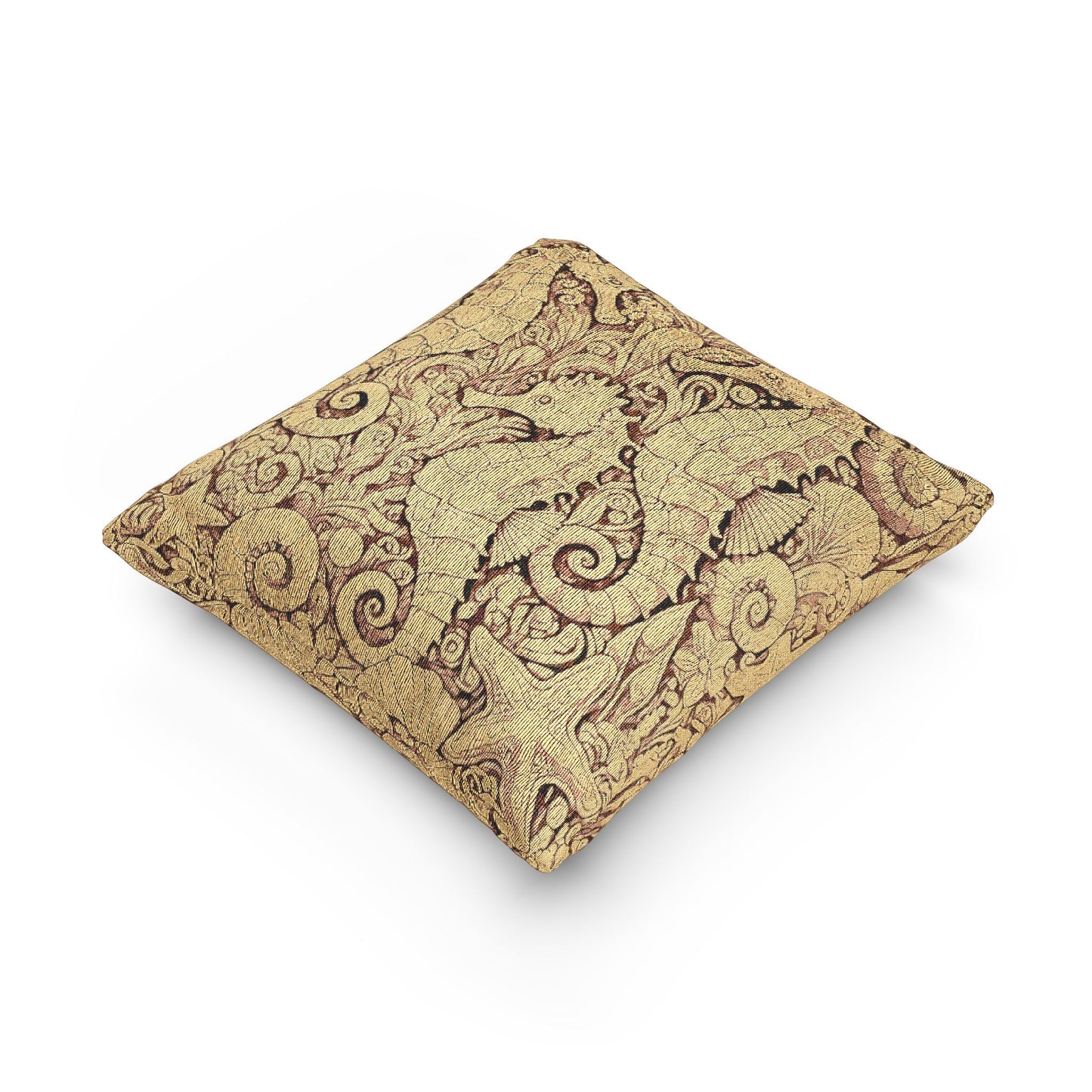 Woven Pillow, 17"W x 18"L ~ Seahorse Trio, Yellow