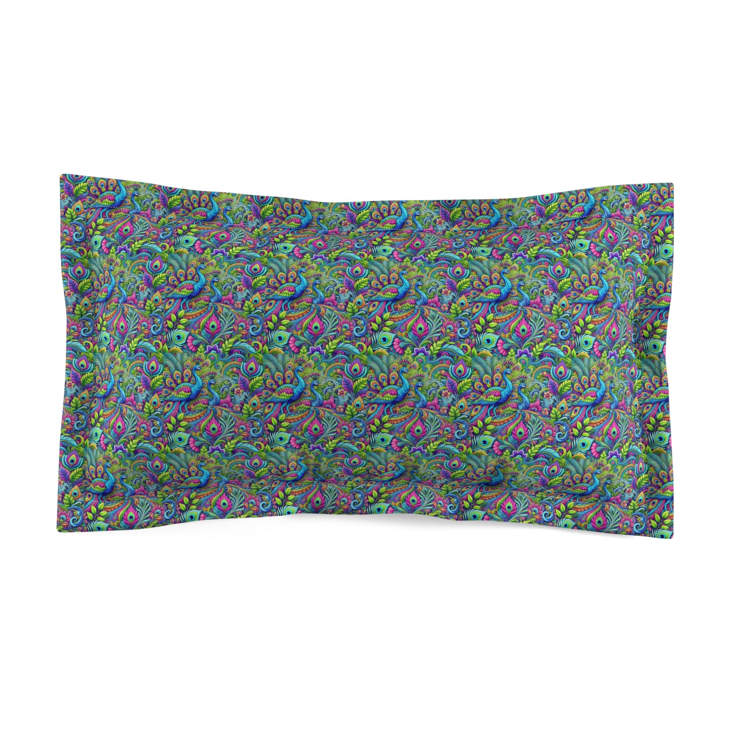 Microfiber Pillow Sham, 2 Sizes | Tropical Vibes for Relaxation / Peacock Prism, Nano