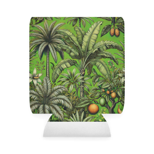 Tropical Fruit/Green Can Cooler Sleeve - Perfect for Outdoor Picnics