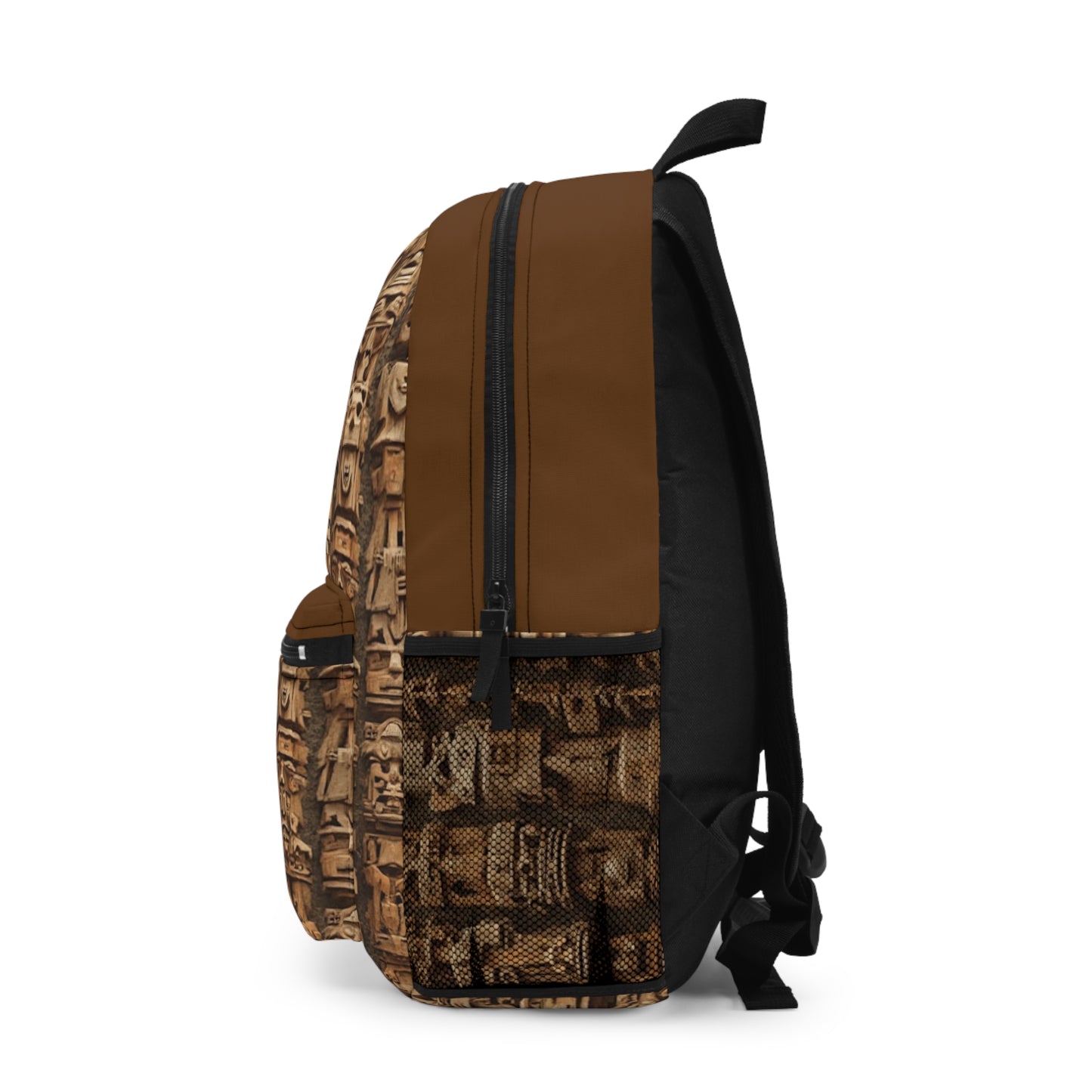 Tropical Backpack / Ancient Tiki Totems, Brown