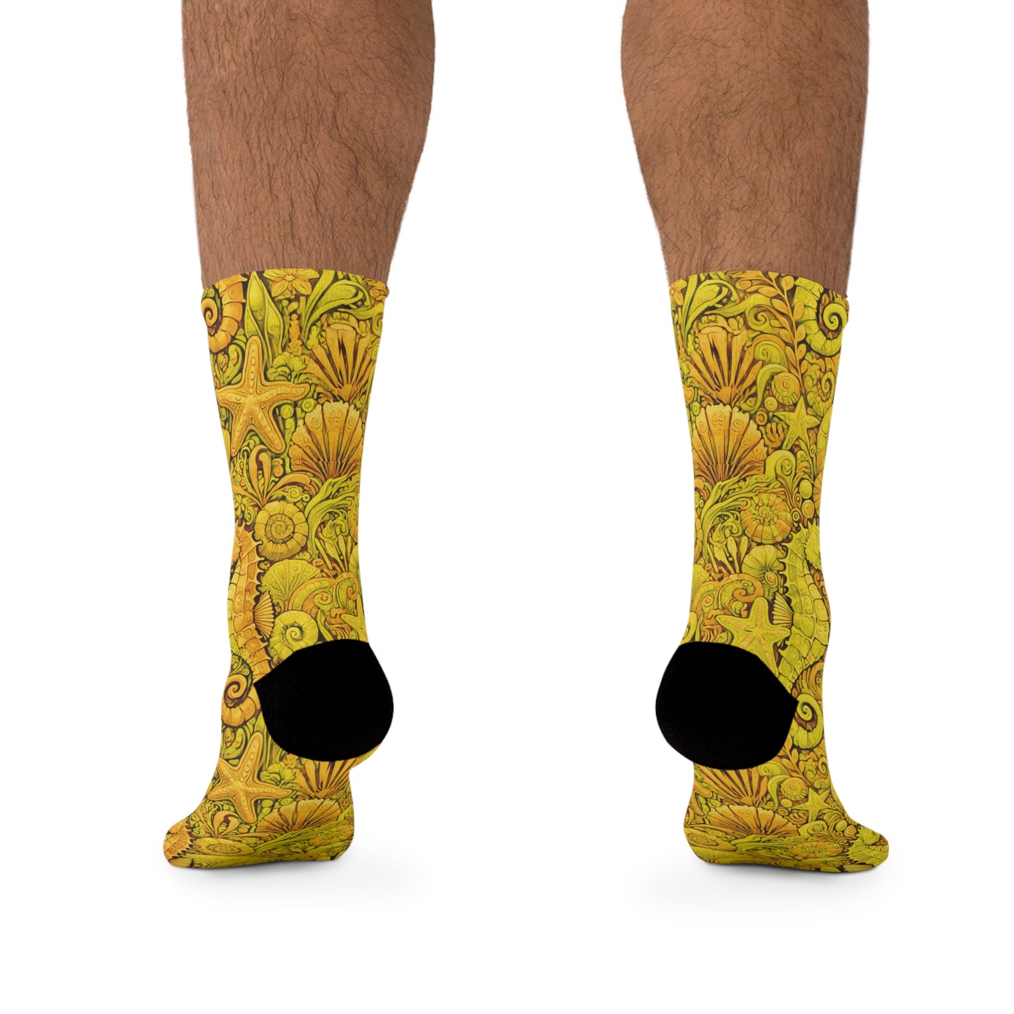 Recycled Poly Socks, Seahorses/Yellow