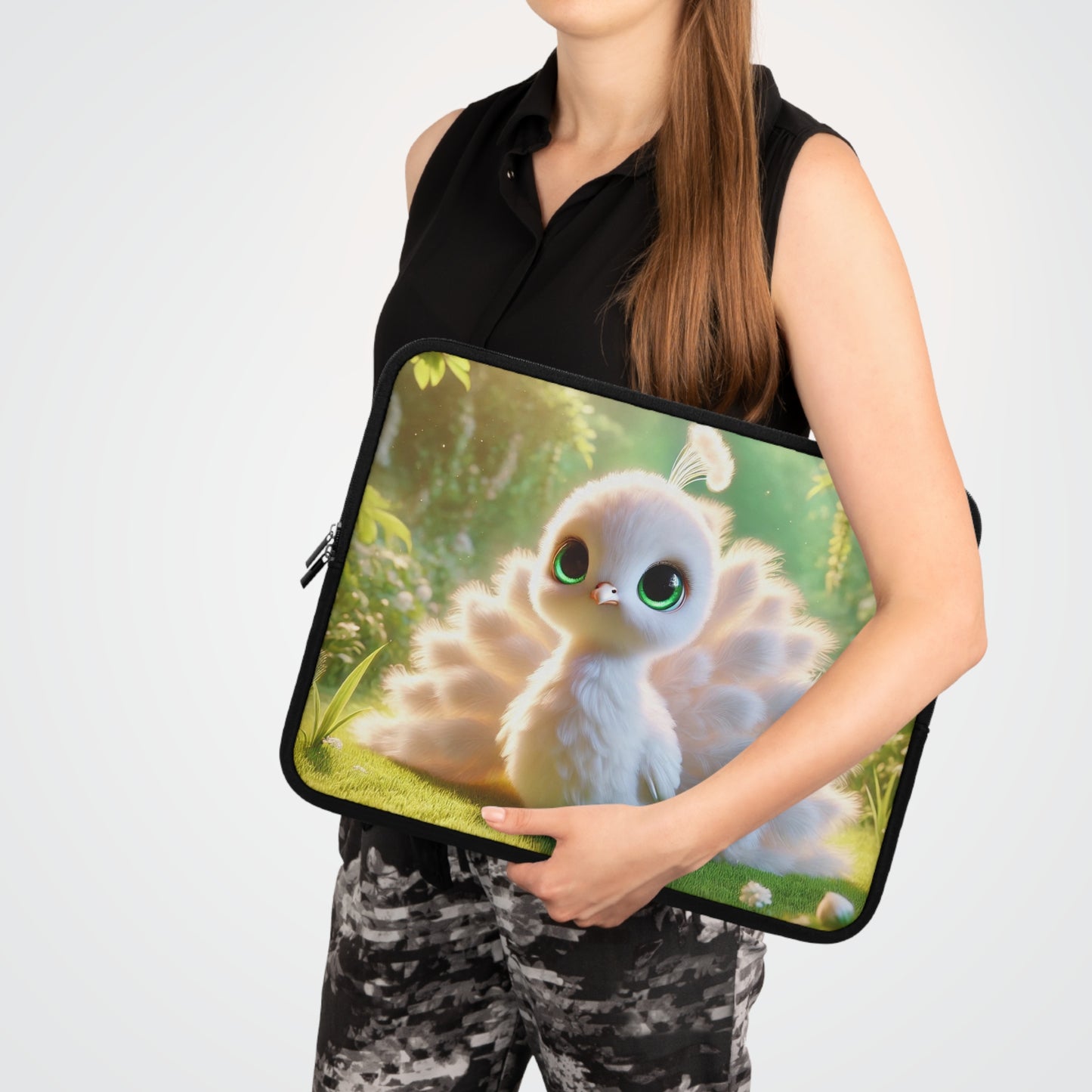 Tropical Laptop Sleeve, 5 Sizes - Perfect for Rainforest Lovers & Students / Baby White Peacock