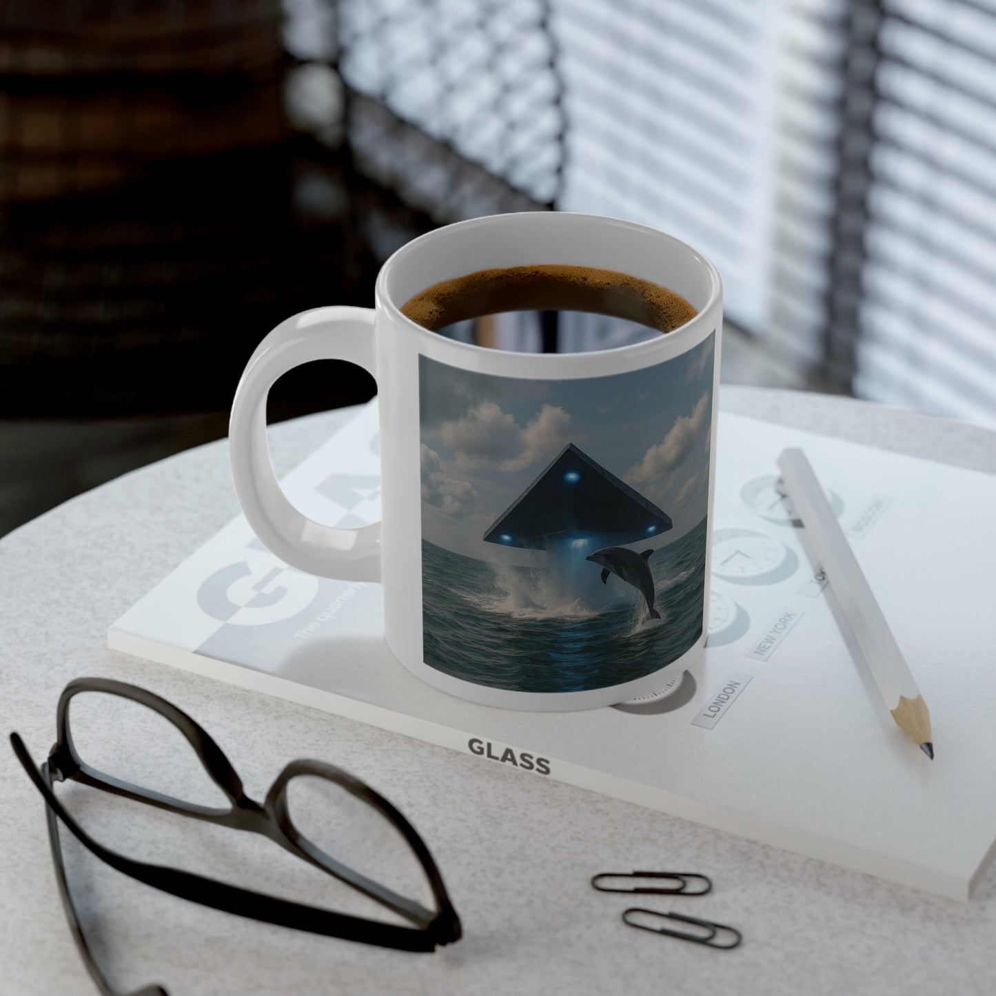 Jumbo Mug, 20oz, UFO and Dolphin | Tropical Coffee Cup