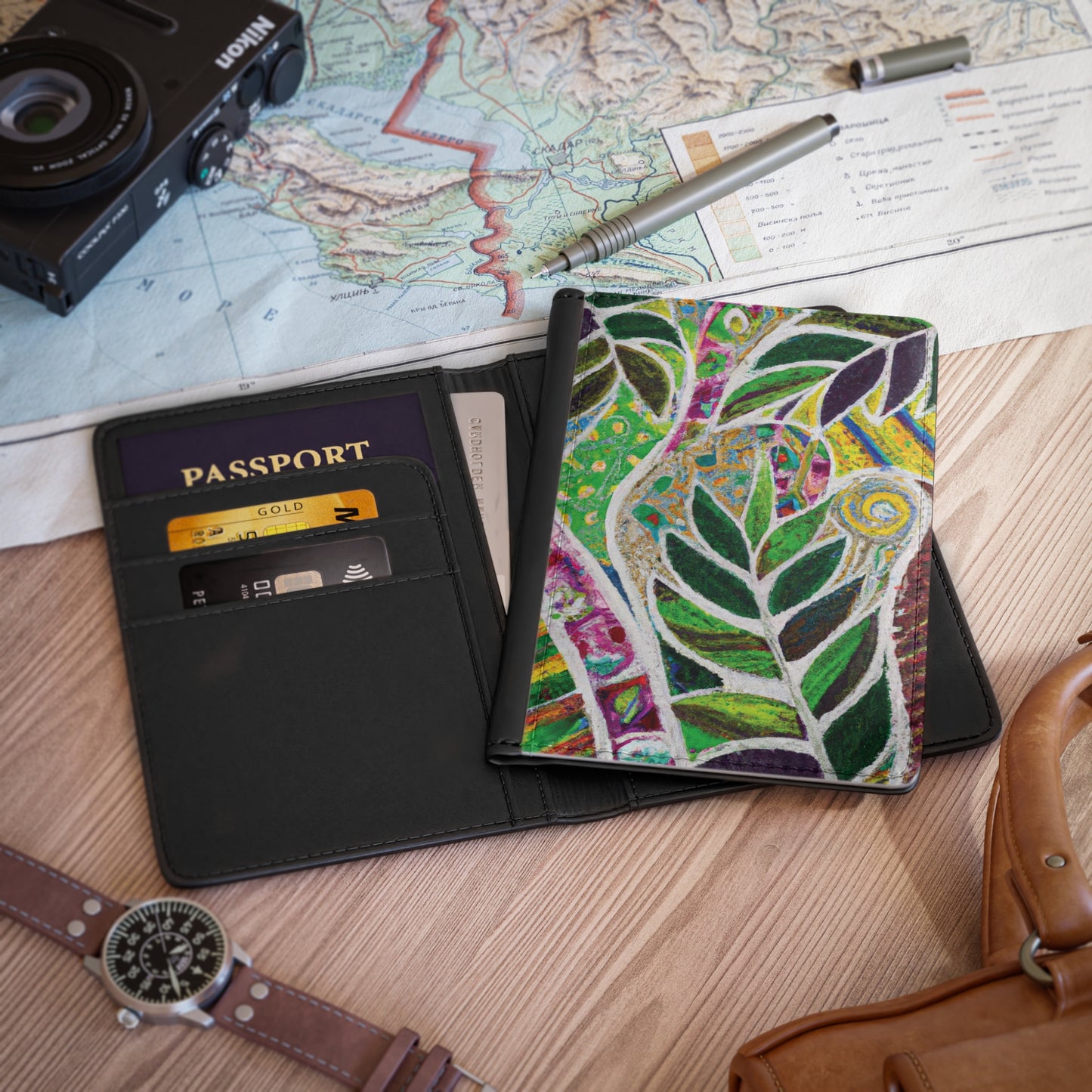 Tropical Passport Cover, Faux Leather - RFID blocking for travel security / Amazon Whimsy