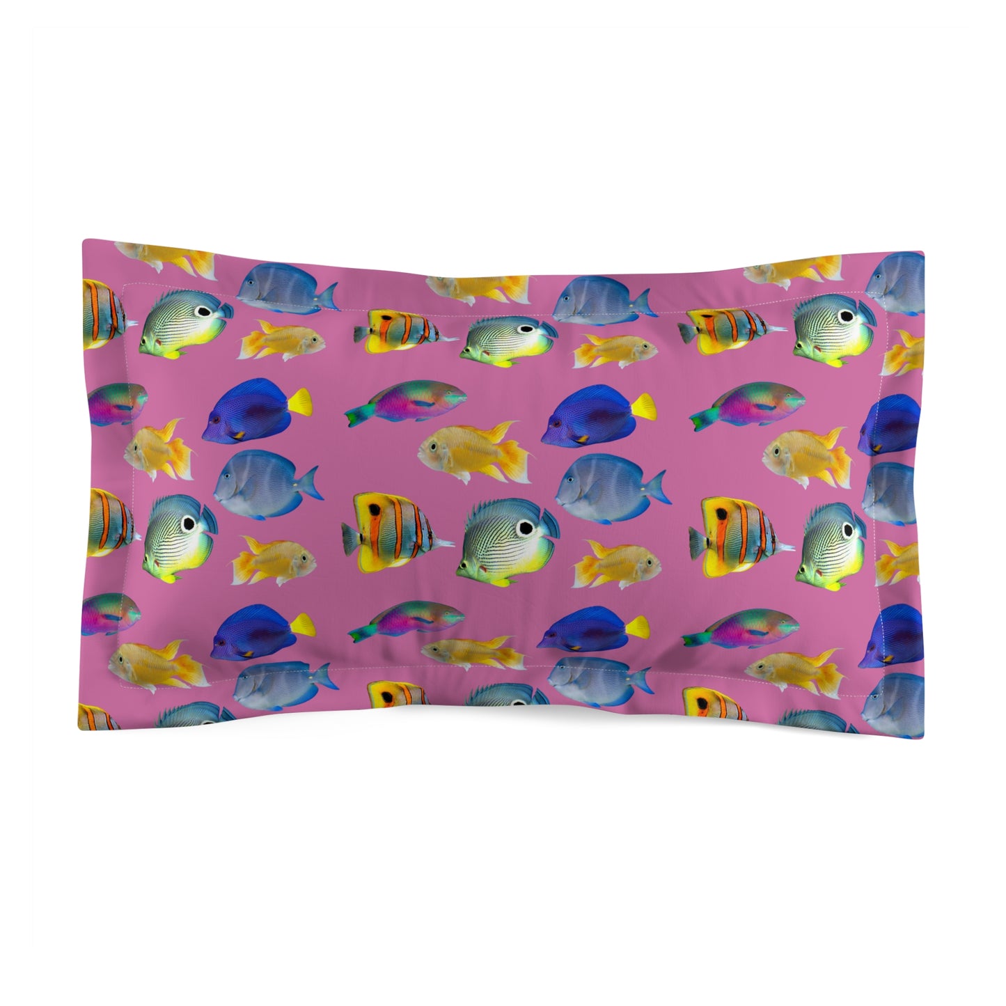 Microfiber Pillow Sham | Tropical Vibes for Relaxation / School of Fish, Pink