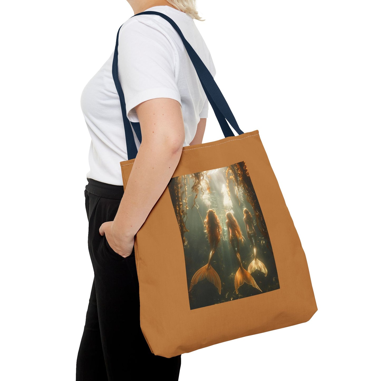 Three Mermaid Sisters, Lt. Brown Tote Bag - 3 Sizes
