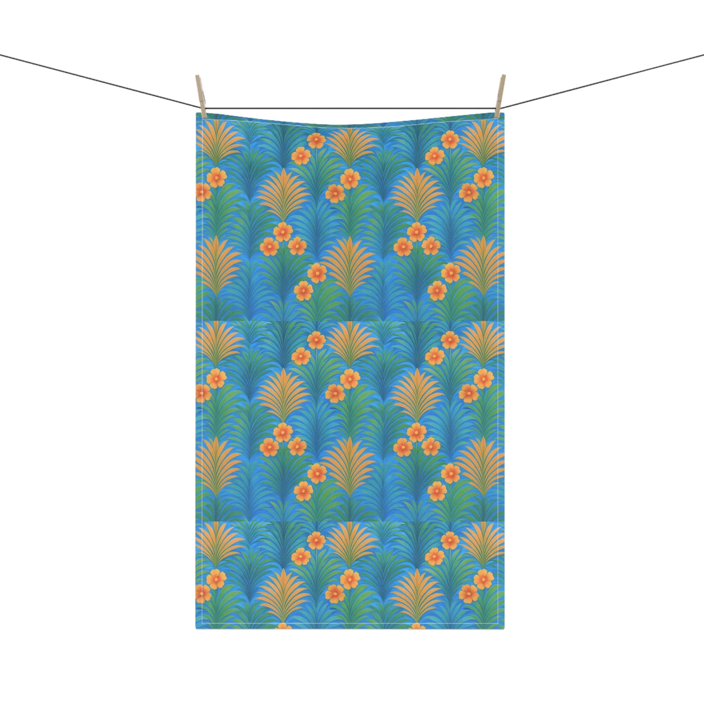 Tea Towels (cotton, poly) - Sunrise Palms/Blue