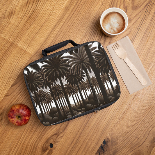 Woodcut Palms Lunch Bag - Eco-Friendly Insulated Tote, Adult and Child Lunchbox / Perfect for Picnics, Beach Outings