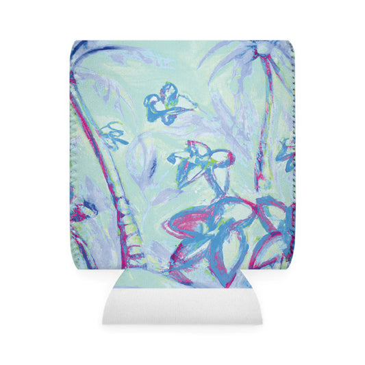 Tropical Doodles/Blue Can Cooler Sleeve - Perfect for Outdoor Picnics
