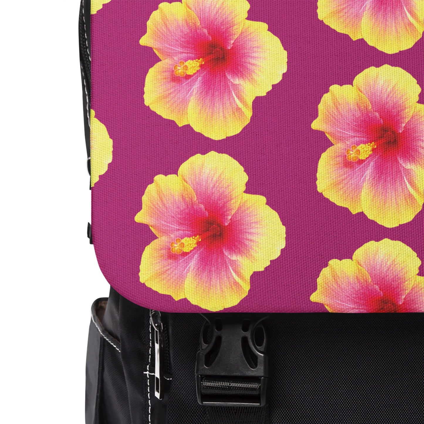 Yellow & Pink/Pink Hibiscus Flower Casual Backpack - Perfect for Everyday Adventures