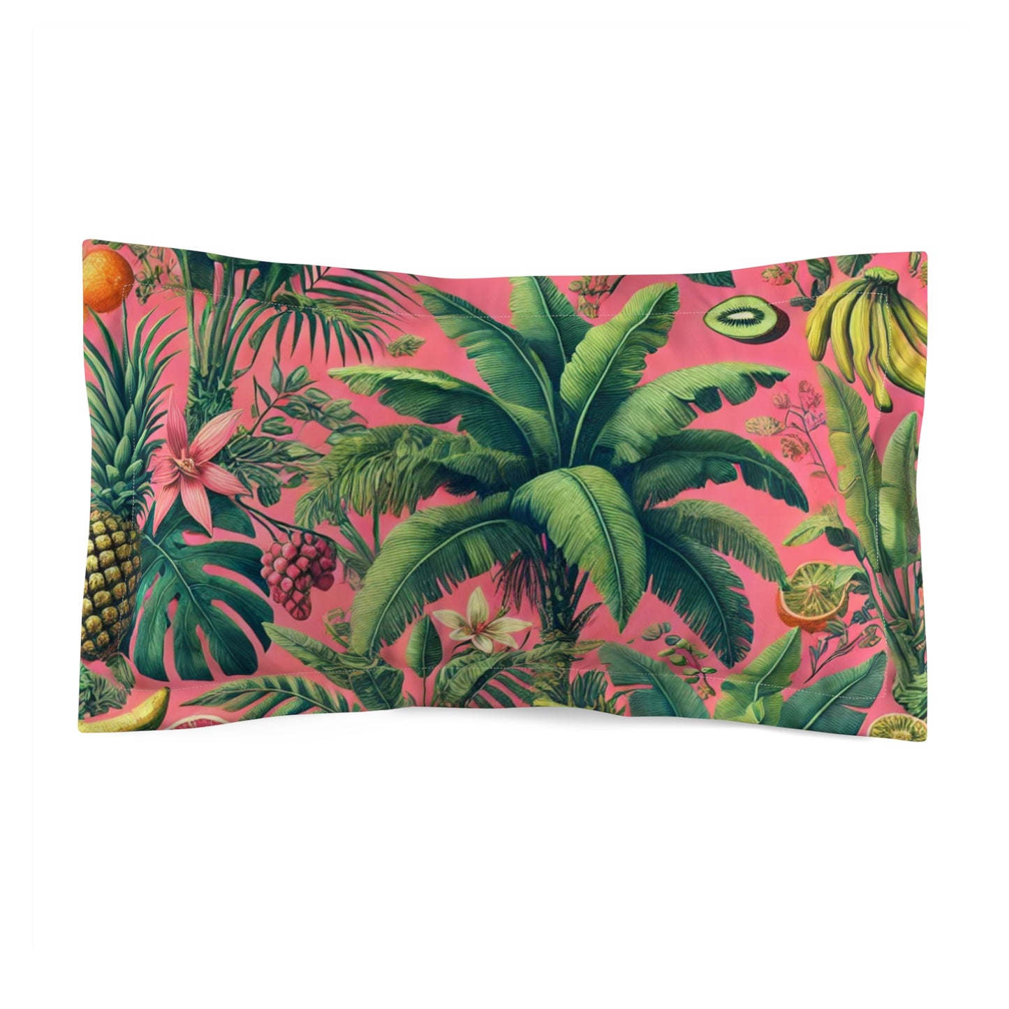 Microfiber Pillow Sham, 2 Sizes | Tropical Vibes for Relaxation / More Tropical Fruit, Coral