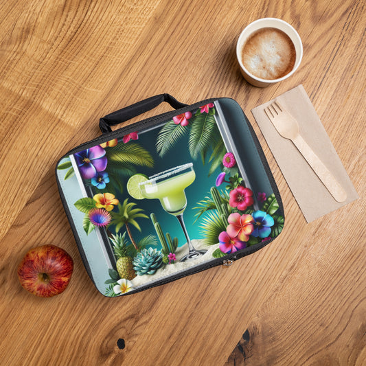 Tropical Margarita Lunch Bag - Eco-Friendly Insulated Tote, Adult and Child Lunchbox / Perfect for Picnics, Beach Outings