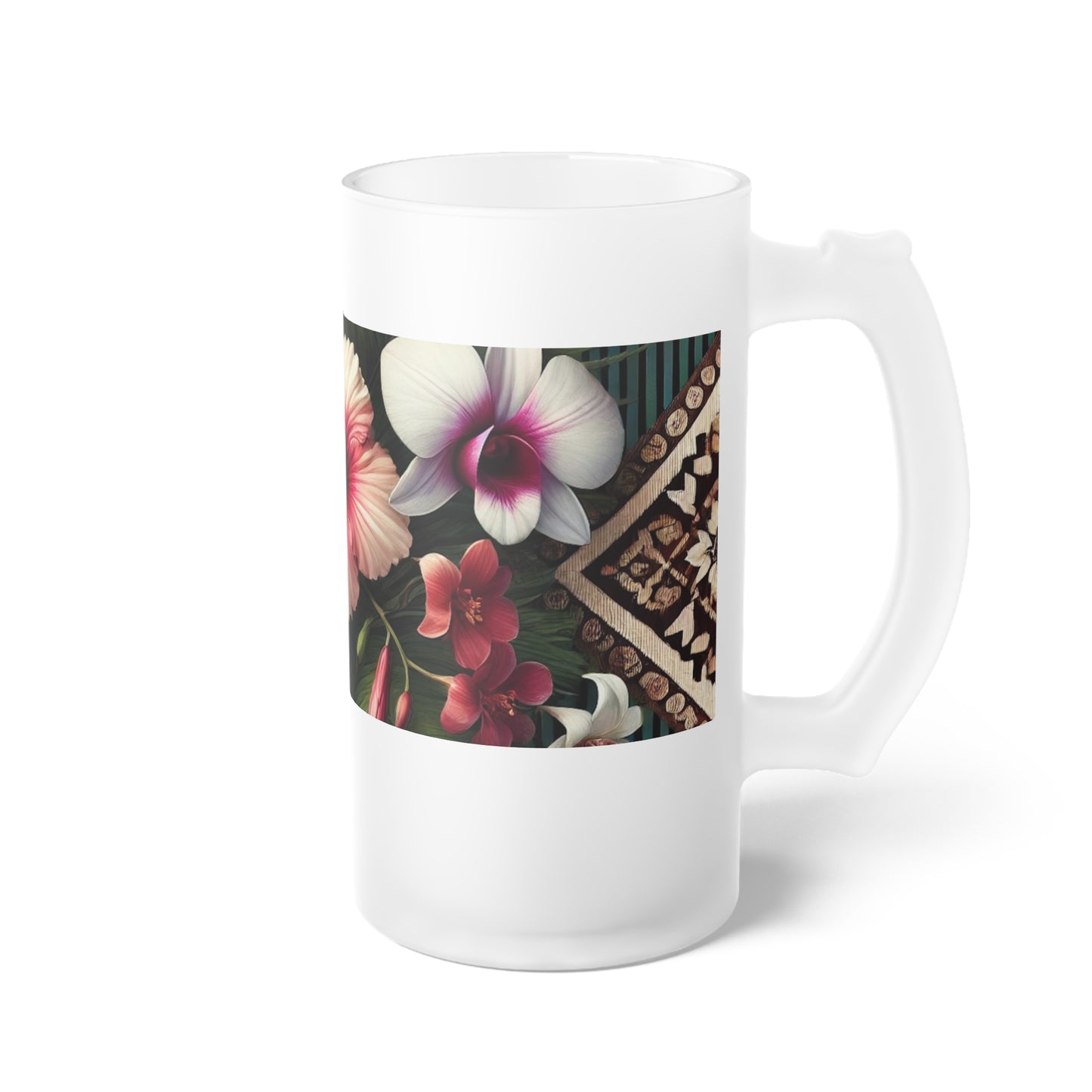 Frosted Glass Beer Mug – Tiki Orchids