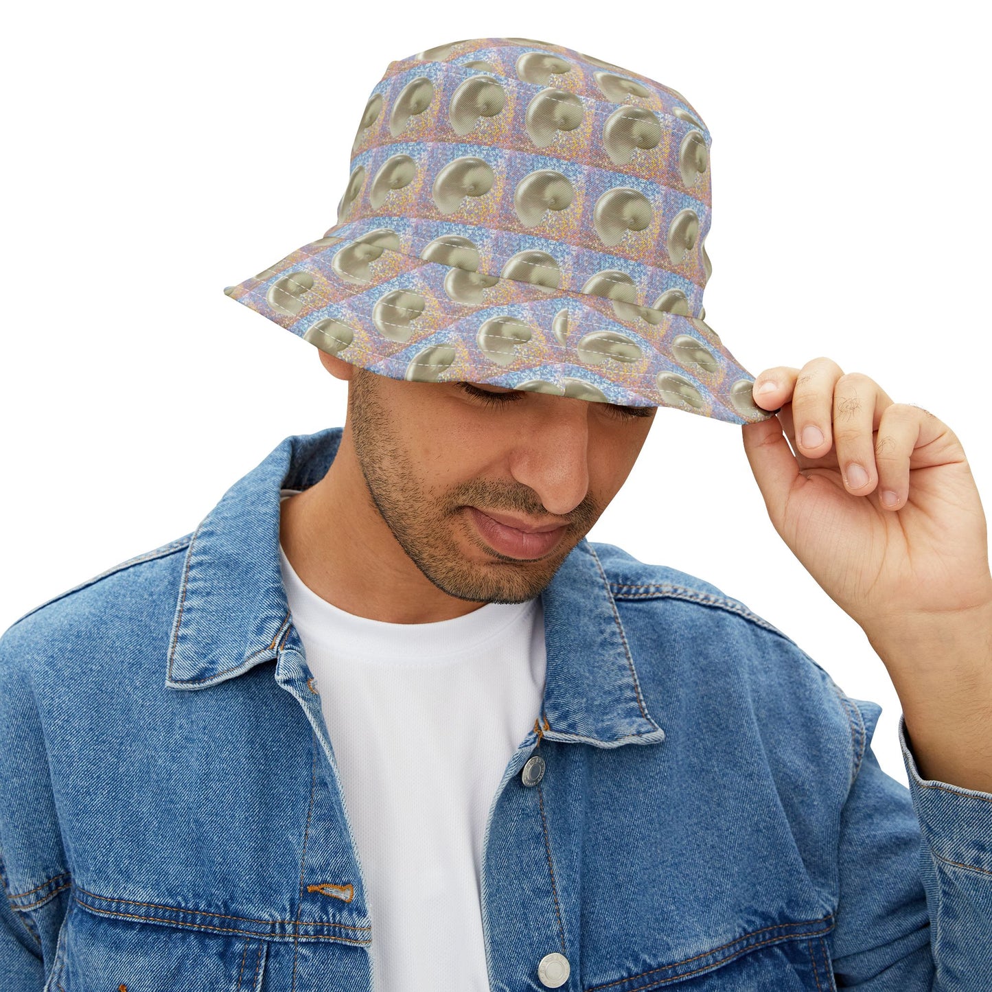 Tropical Polyester Bucket Hat, 2 Sizes - Disco Nautilus Shell