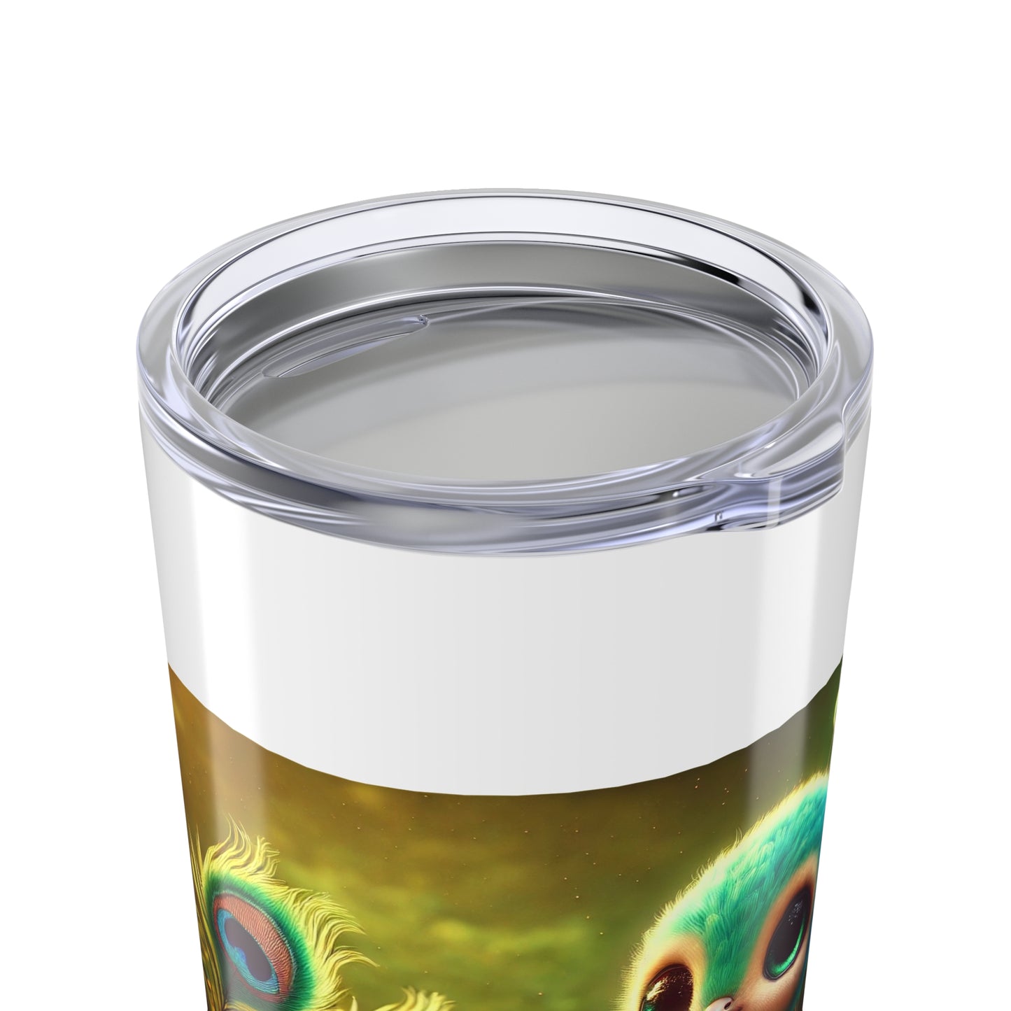 20oz Tropical Glossy Tumbler, Stainless Steel / Baby Peacock, White
