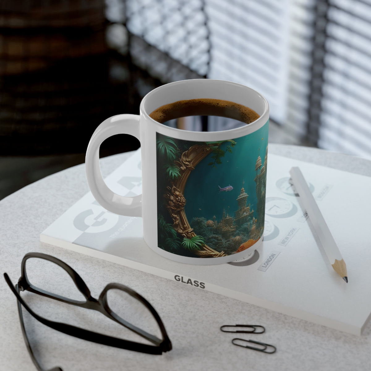Jumbo Mug, 20oz, Mermaid Palace Aegean Sea | Tropical Coffee Cup