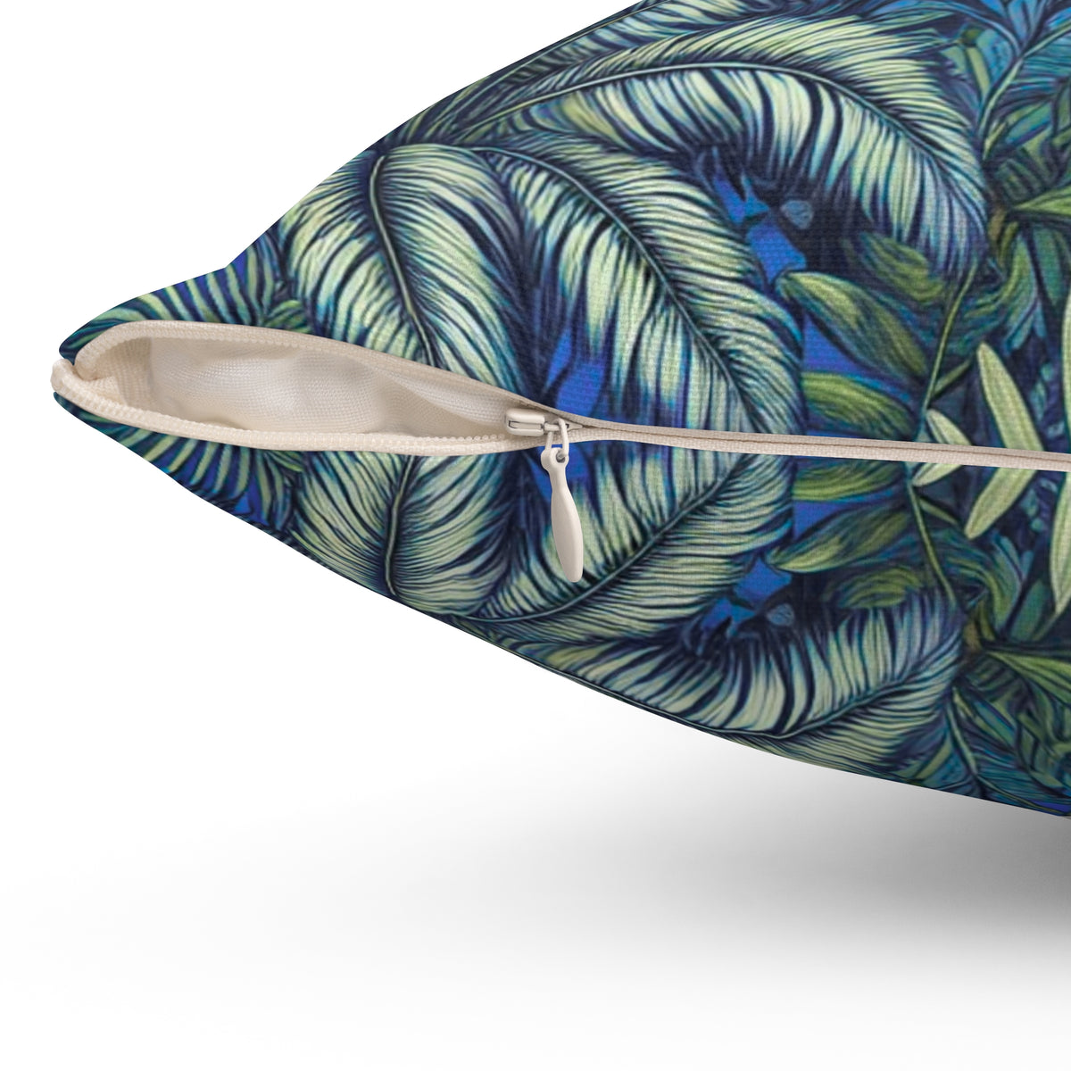 Tropical Pillow, 4 sizes - Colorful Spun Polyester Square Cushion / Tropical Fruit, Dark Blue