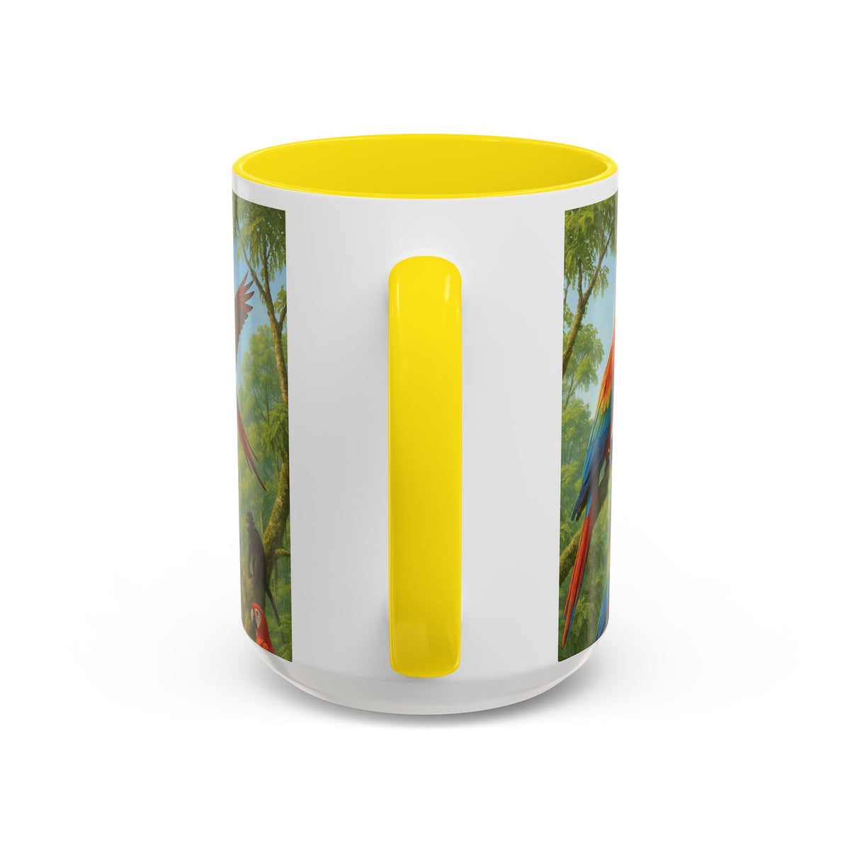 Accent Coffee Mug (11, 15oz), 8 Colors - UFO and Macaws