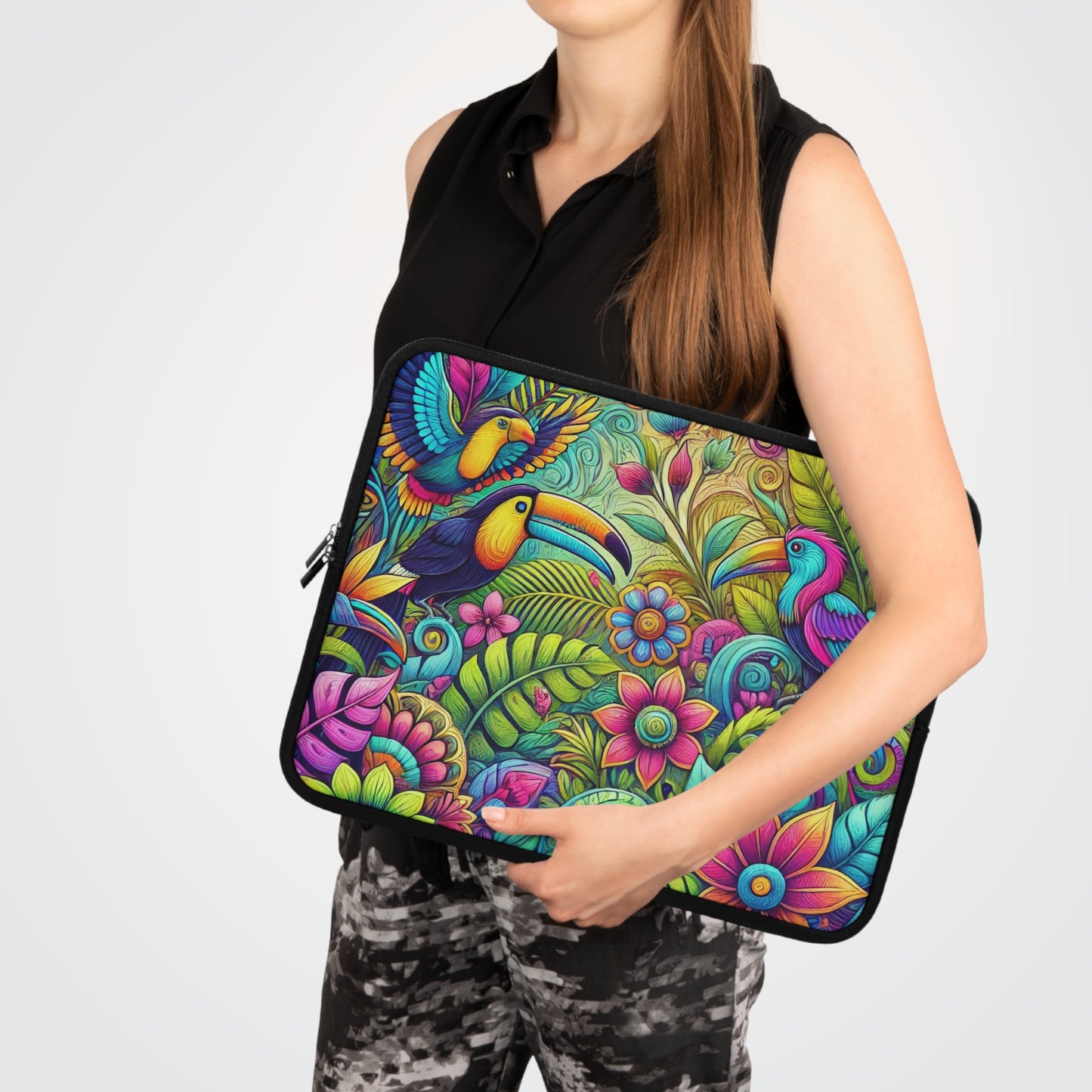 Tropical Laptop Sleeve, 5 Sizes - Perfect for Beach Lovers & Students / Rainforest Music