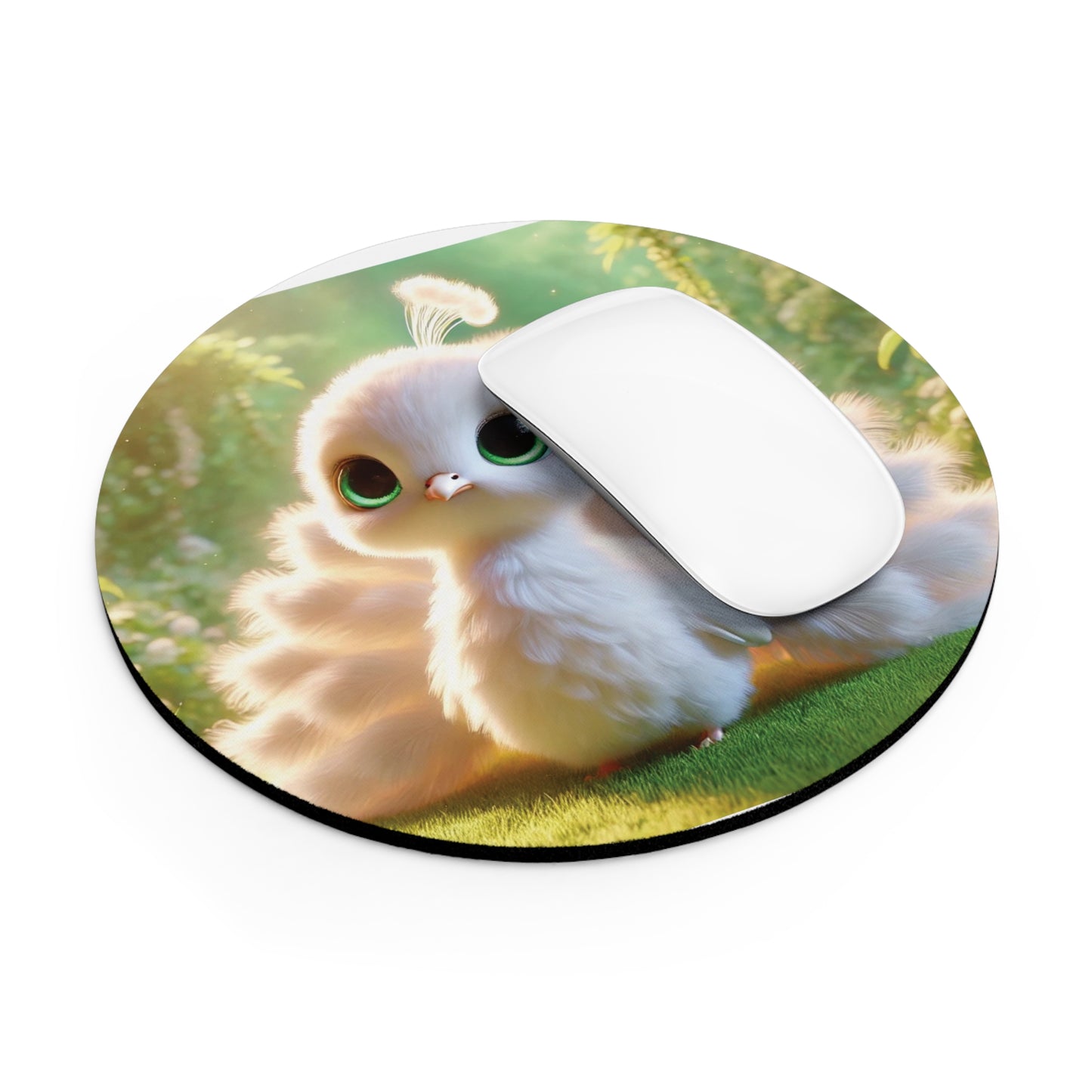 Tropical Mouse Pad, 2 Shapes - Beach Vibes for Home Office & Gamer / Baby White Peacock