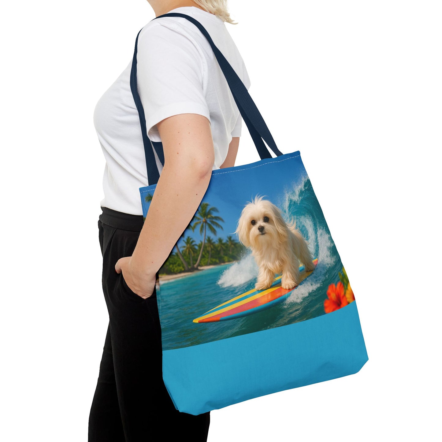 Puppy Ariel the Dog Surfer Tote Bag - 3 Sizes