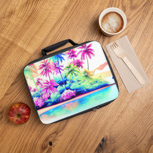 Watercolor Beach Lunch Bag - Eco-Friendly Insulated Tote, Adult and Child Lunchbox / Perfect for Picnics, Beach Outings