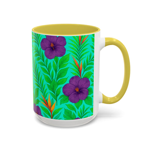Accent Color Coffee Mug - 11oz & 15oz / Midnight Flower Green