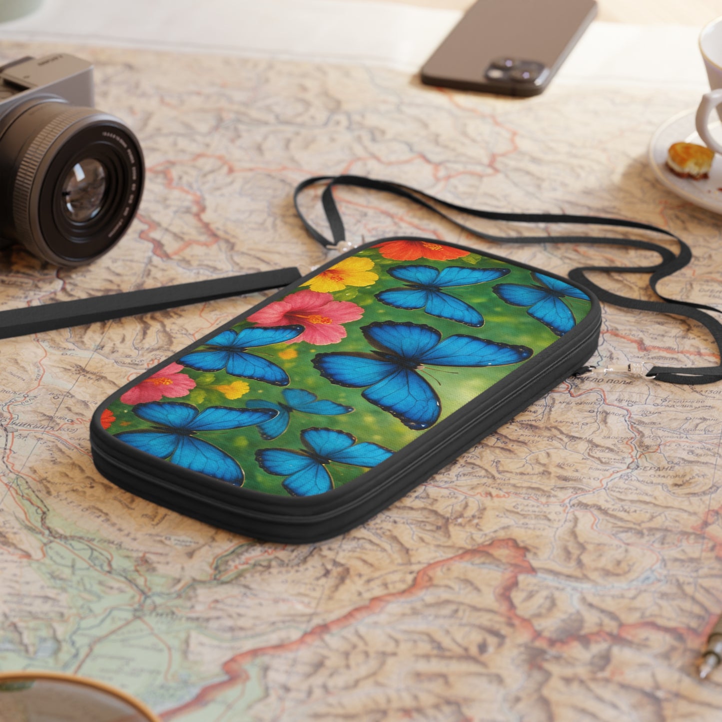 Passport Wallet – Perfect for Travelers & Adventurers / Rainforest Morpho Butterflies Flight