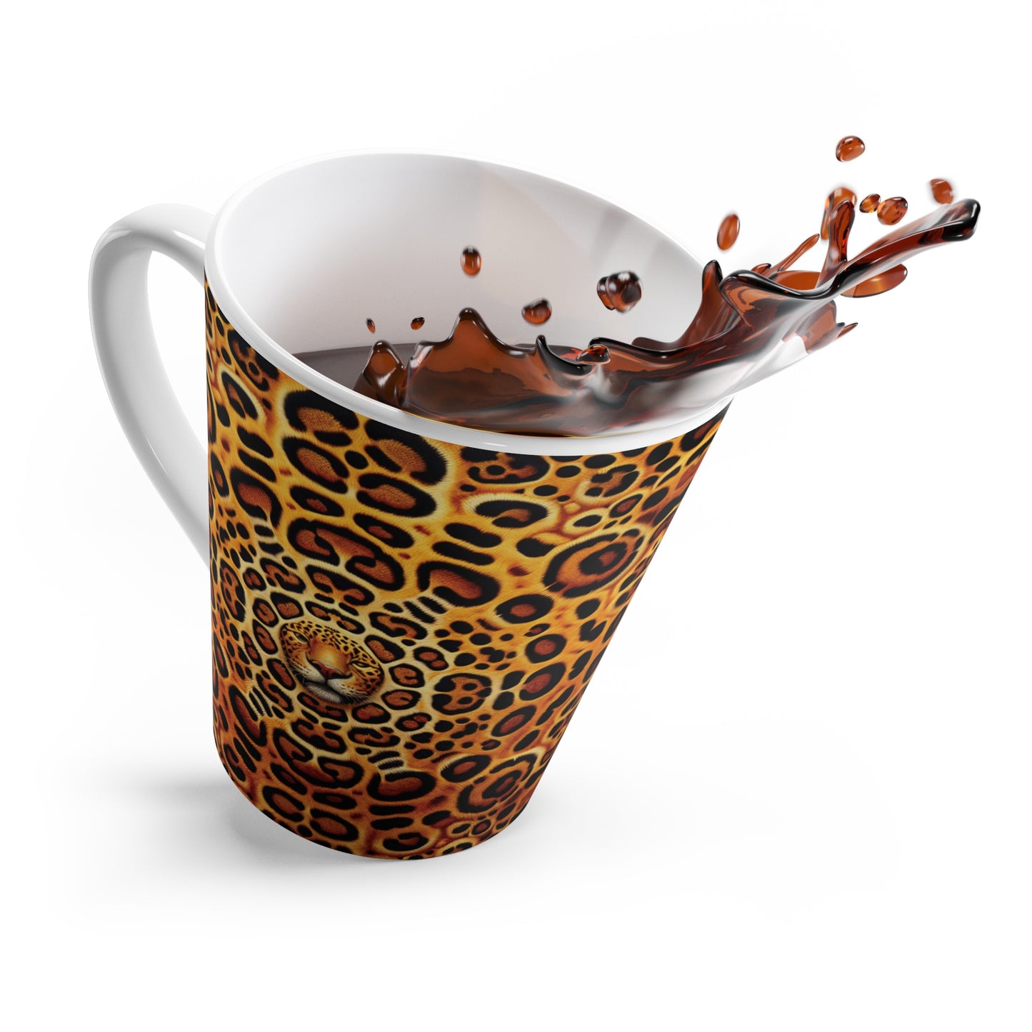 Latte White Mug - Kaleido Jaguar Spots