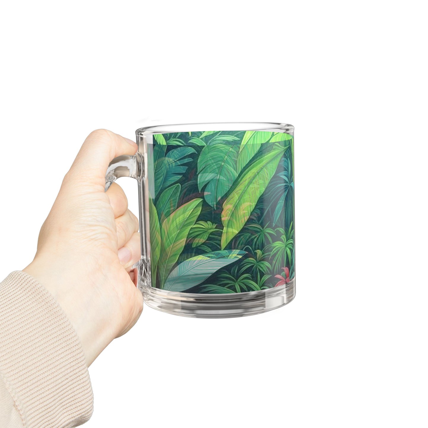 Tropical Glass Mug - 10oz Coffee Cup / Sleeping Spot